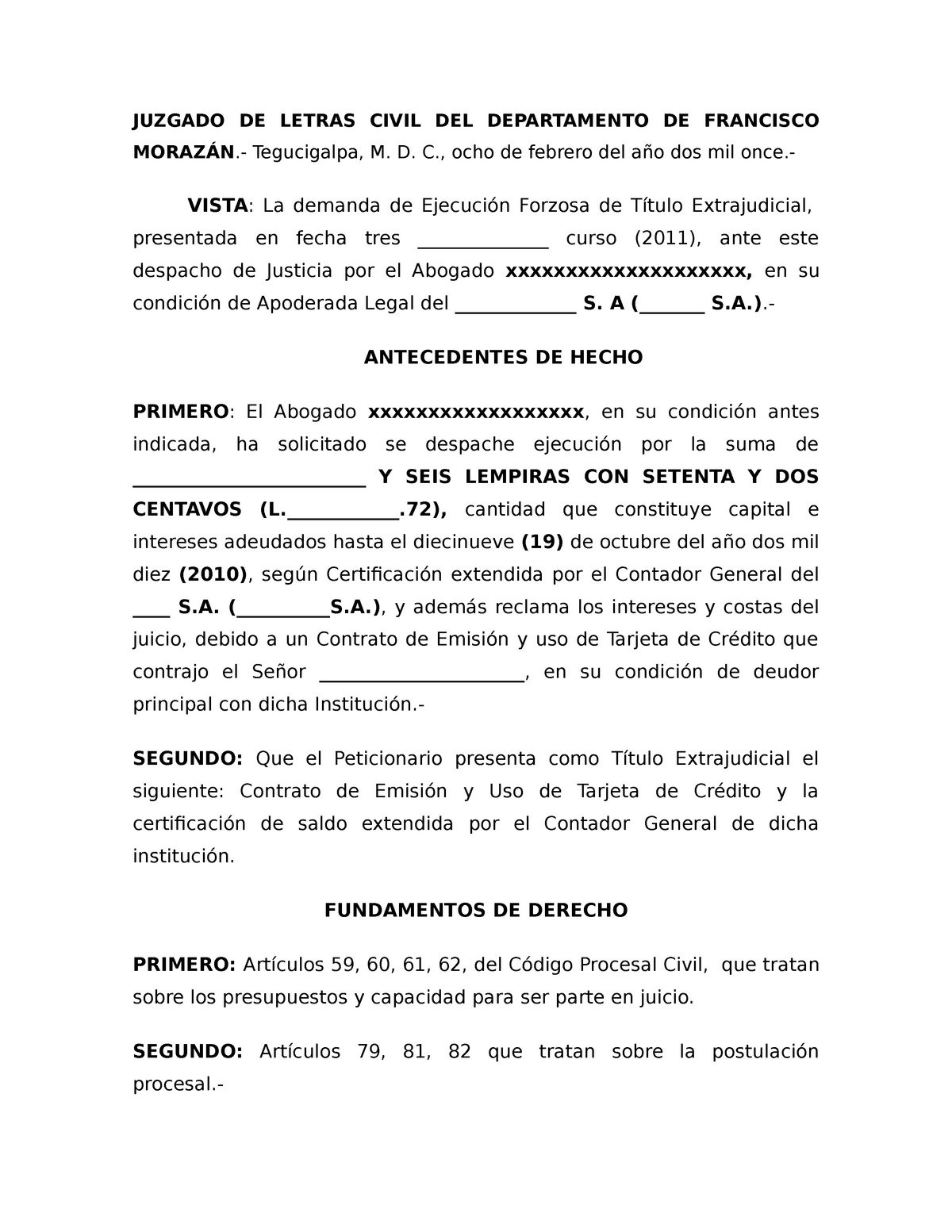 Auto de admision demanda de ejecucion forsoza de titulo extrajudicial -  JUZGADO DE LETRAS CIVIL DEL - Studocu