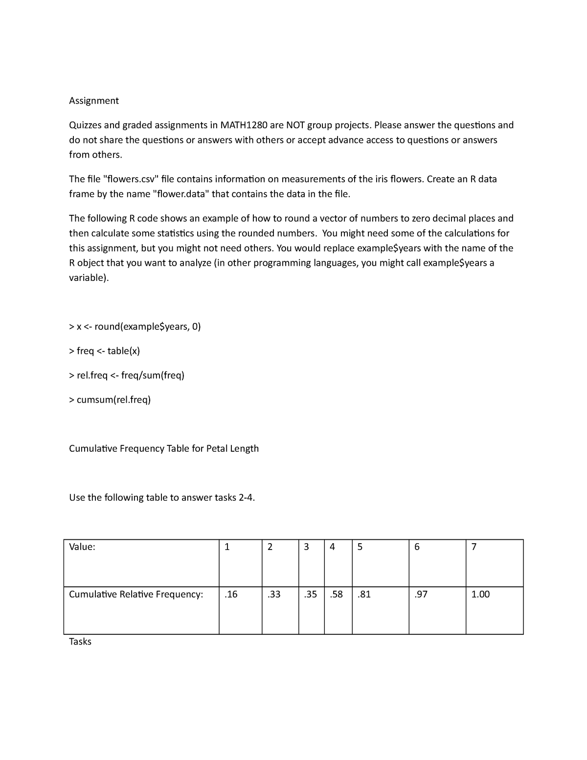 MATH 1280 Week 2 Written Assignment Main - Assignment Quizzes And ...