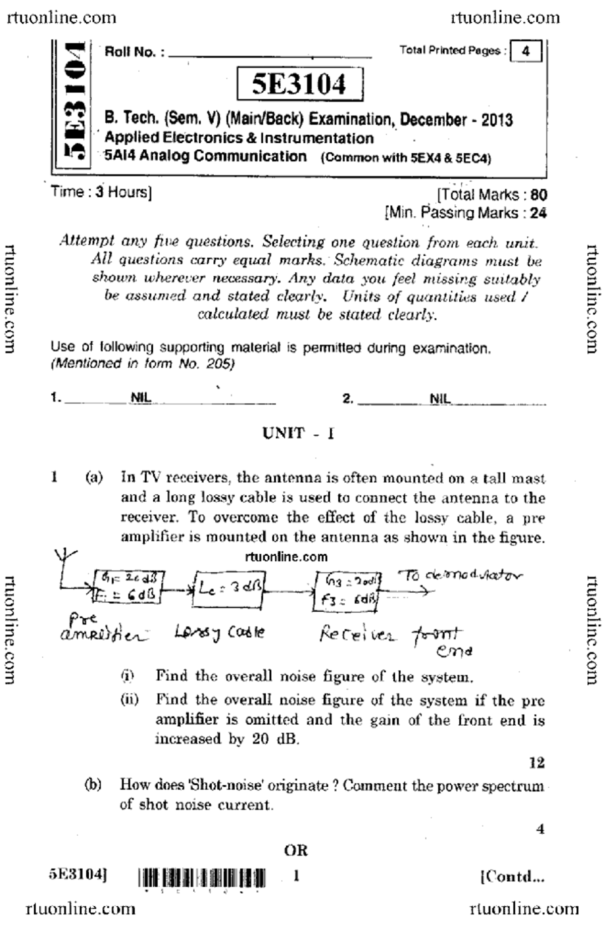 Exam 6 April 2013, questions - rtuonlinecom rtuonlinecom Total Printed ...