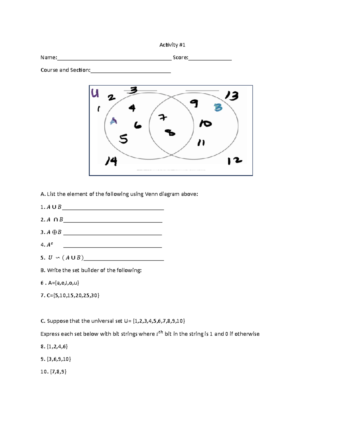 Discrete-Activity-1 - Activity # Name ...