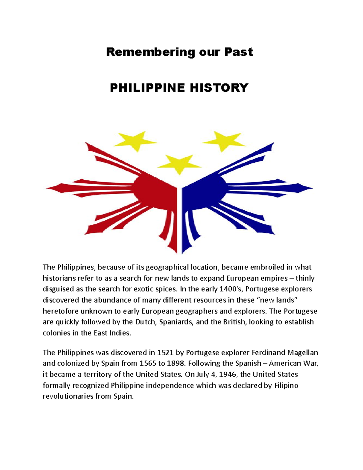 what i have learned in philippine history essay