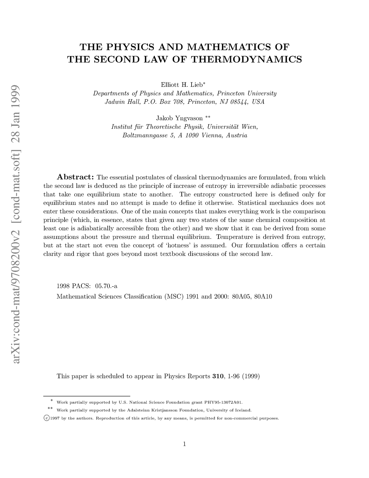 THE Physics AND Mathematics OF - ArXiv:cond-mat/9708200v2 [cond-mat] 28 ...