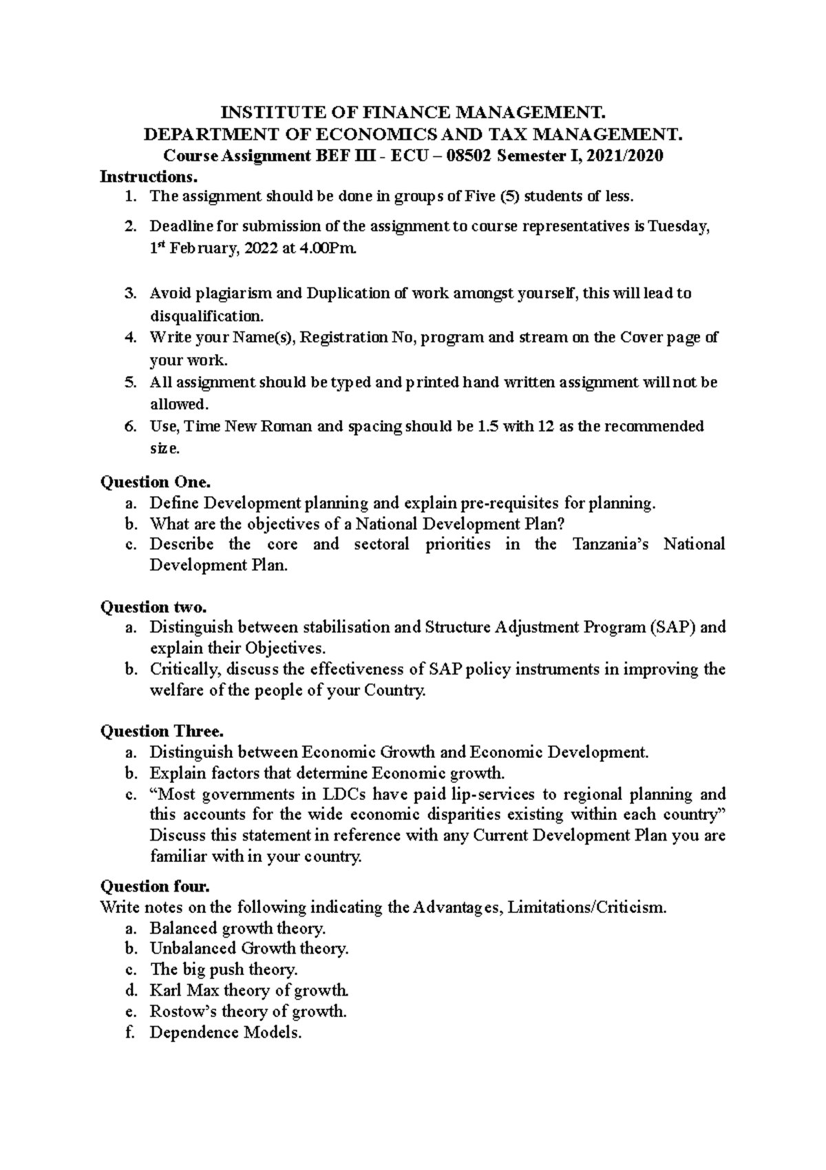 ECU 08502 - Huffy - INSTITUTE OF FINANCE MANAGEMENT. DEPARTMENT OF ...
