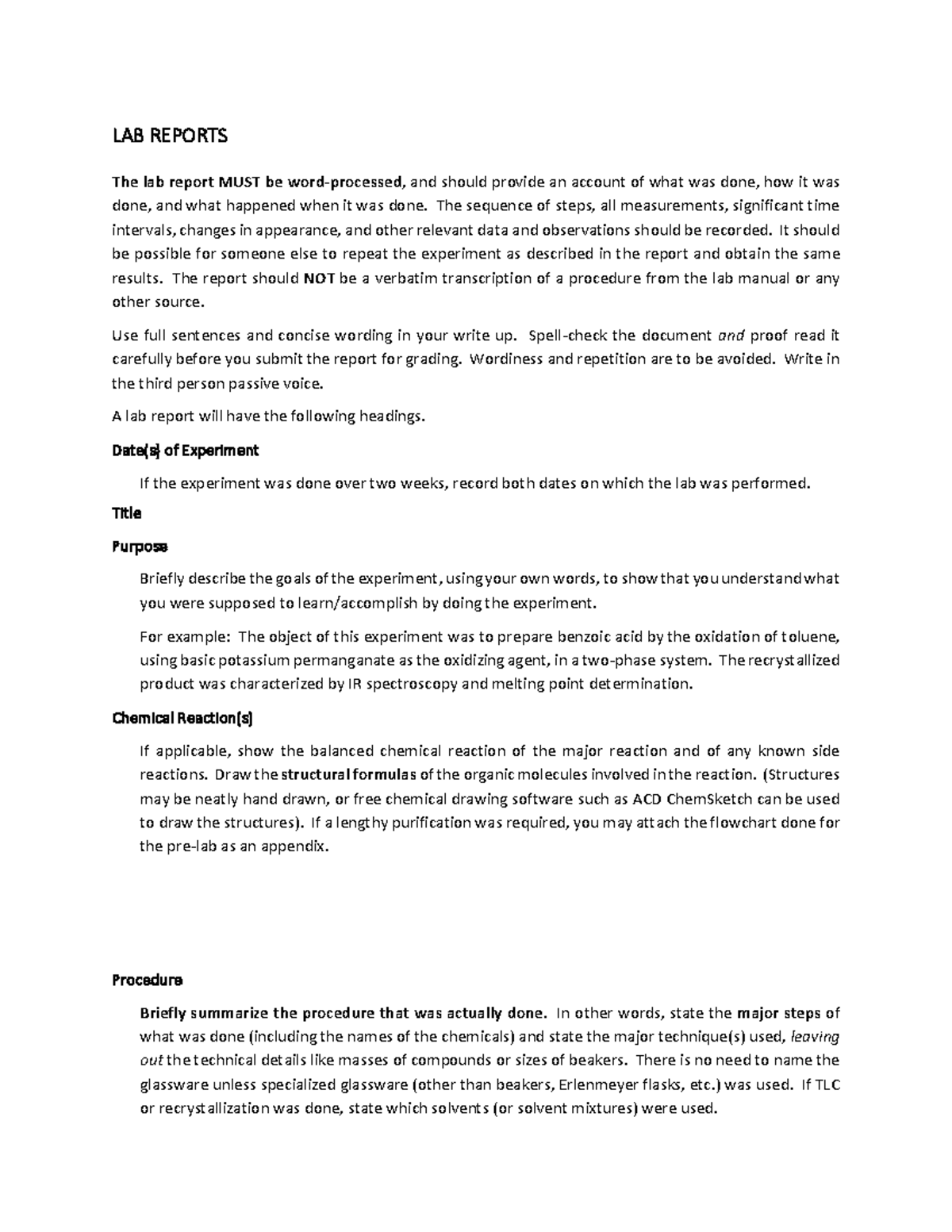 Lab Reports Definition