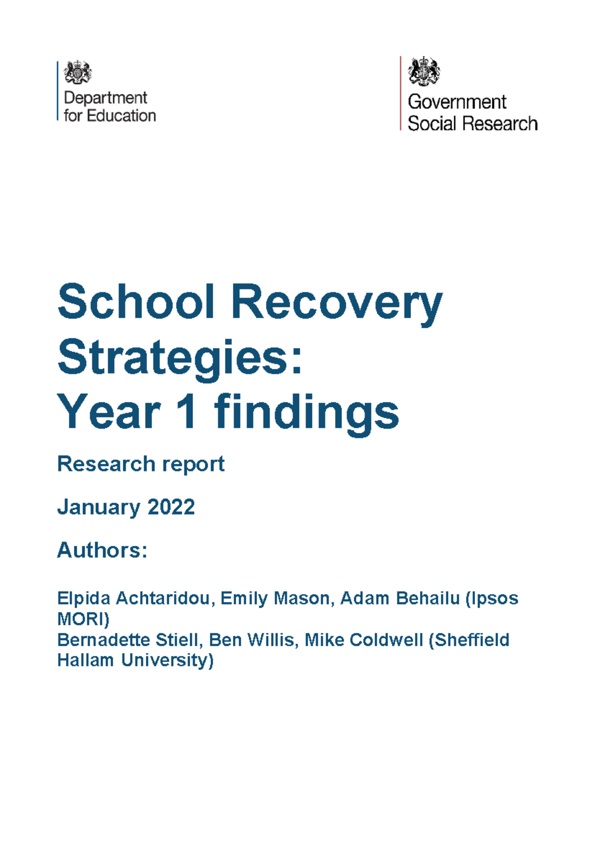 ED619520 - Lesson plans - School Recovery Strategies: Year 1 findings ...