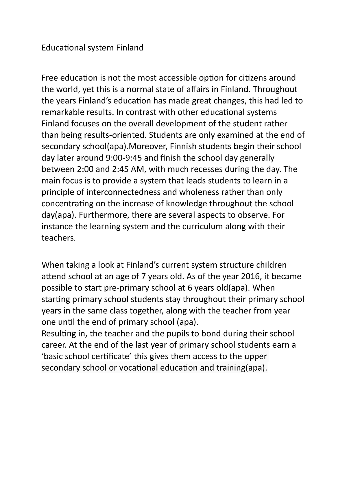 education system in finland essay