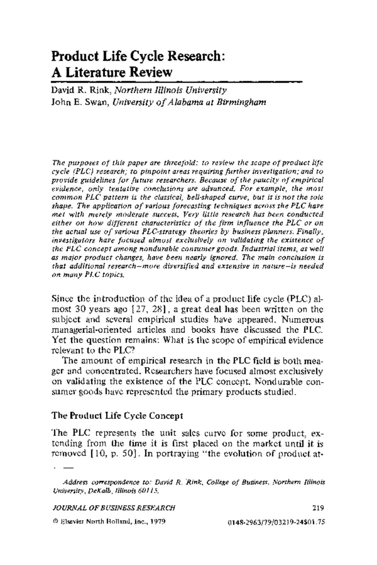 Process Cycle Research - Product Life Cycle Research: A Literature ...