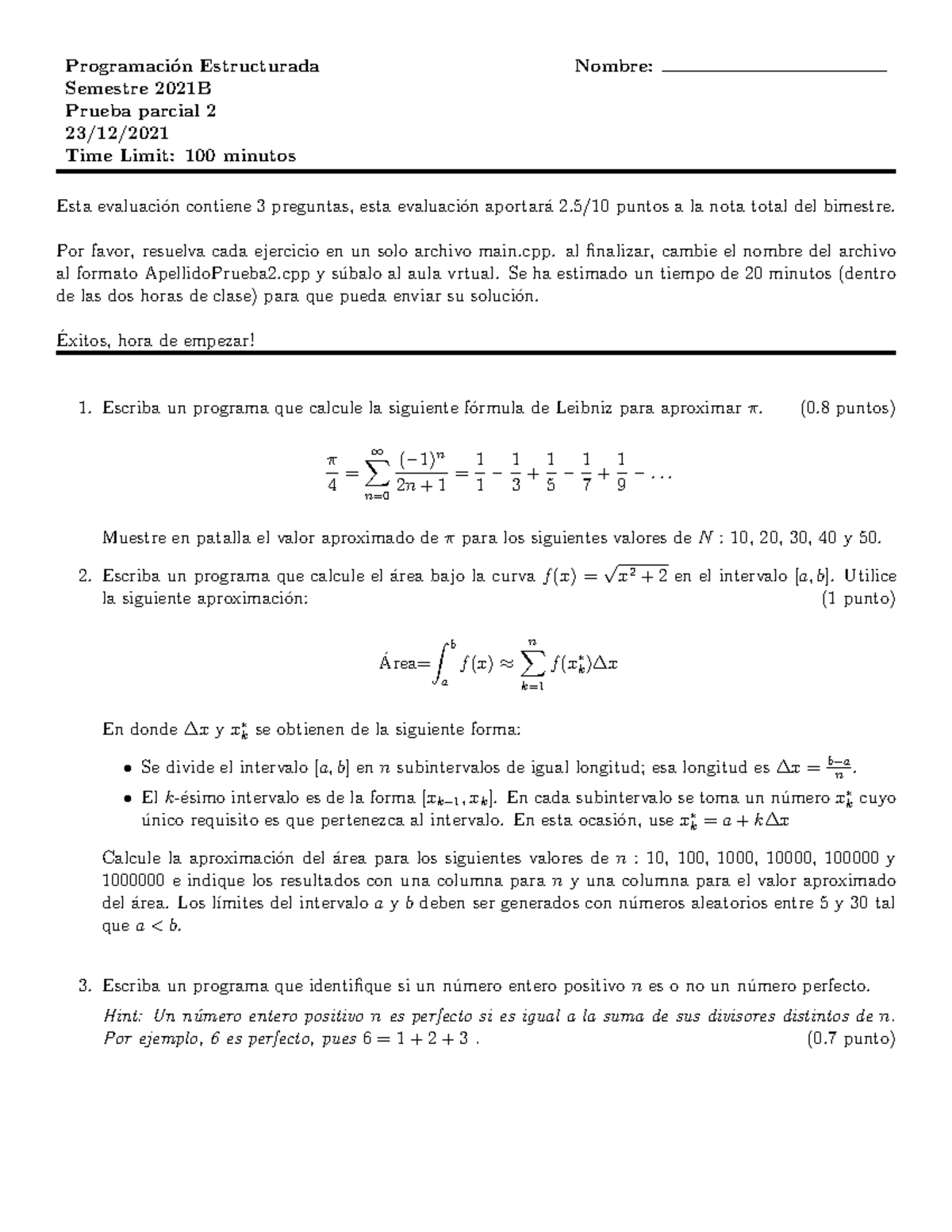 Deber 3 Programación Preguntas - Programaci ́on Estructurada Nombre ...