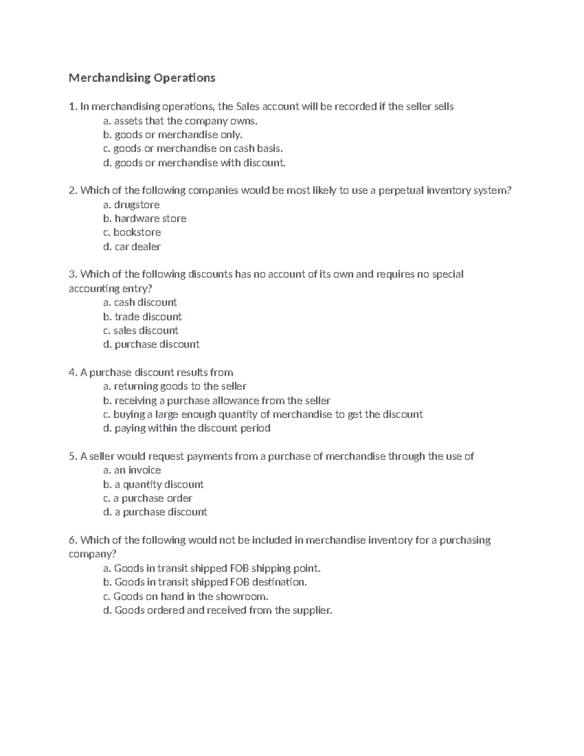 Vnd.openxmlformats-officedocument - Merchandising Operations In ...