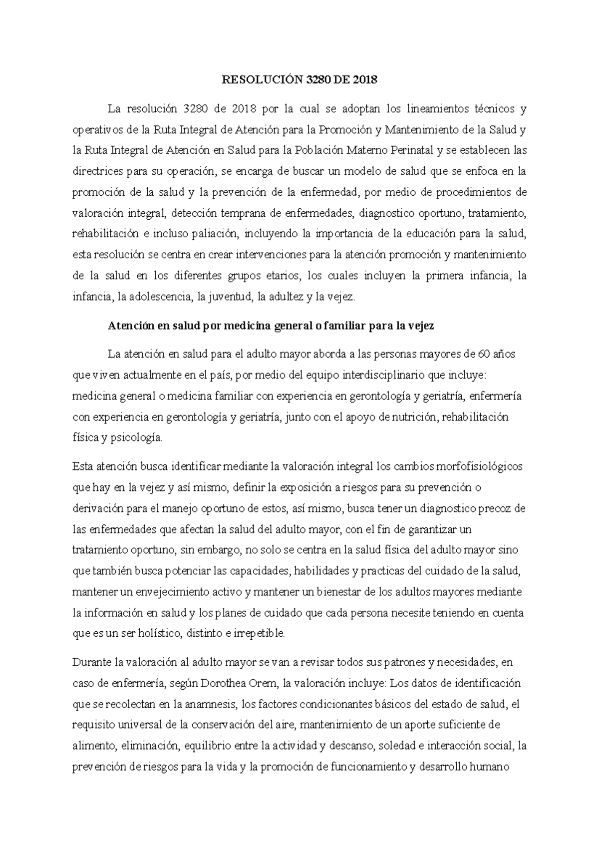Ensayo Resolucion 3280 - RESOLUCIÓN 3280 DE 2018 La resolución 3280 de ...
