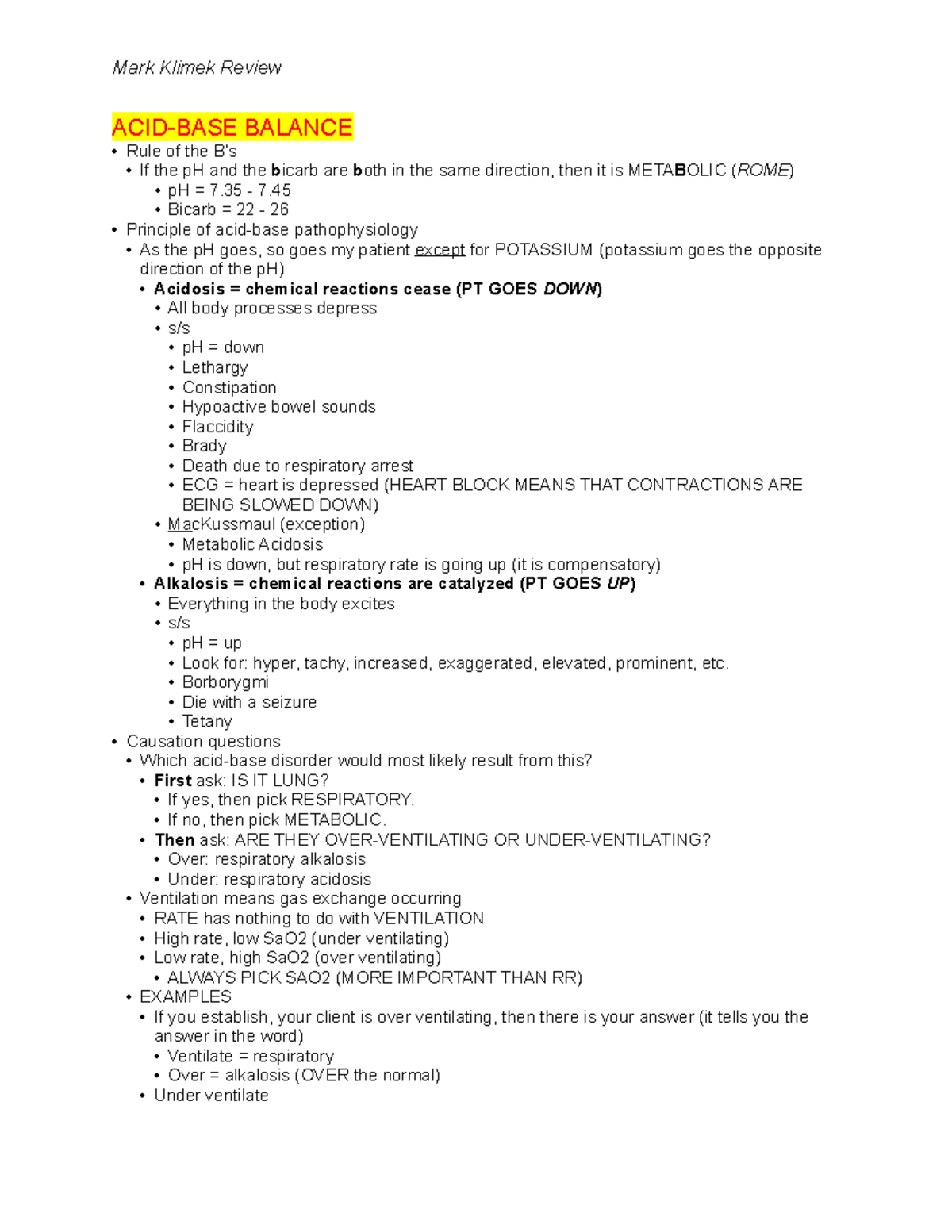 1 - fsd - ACID-BASE BALANCE - Rule of the B’s - If the pH and the b ...