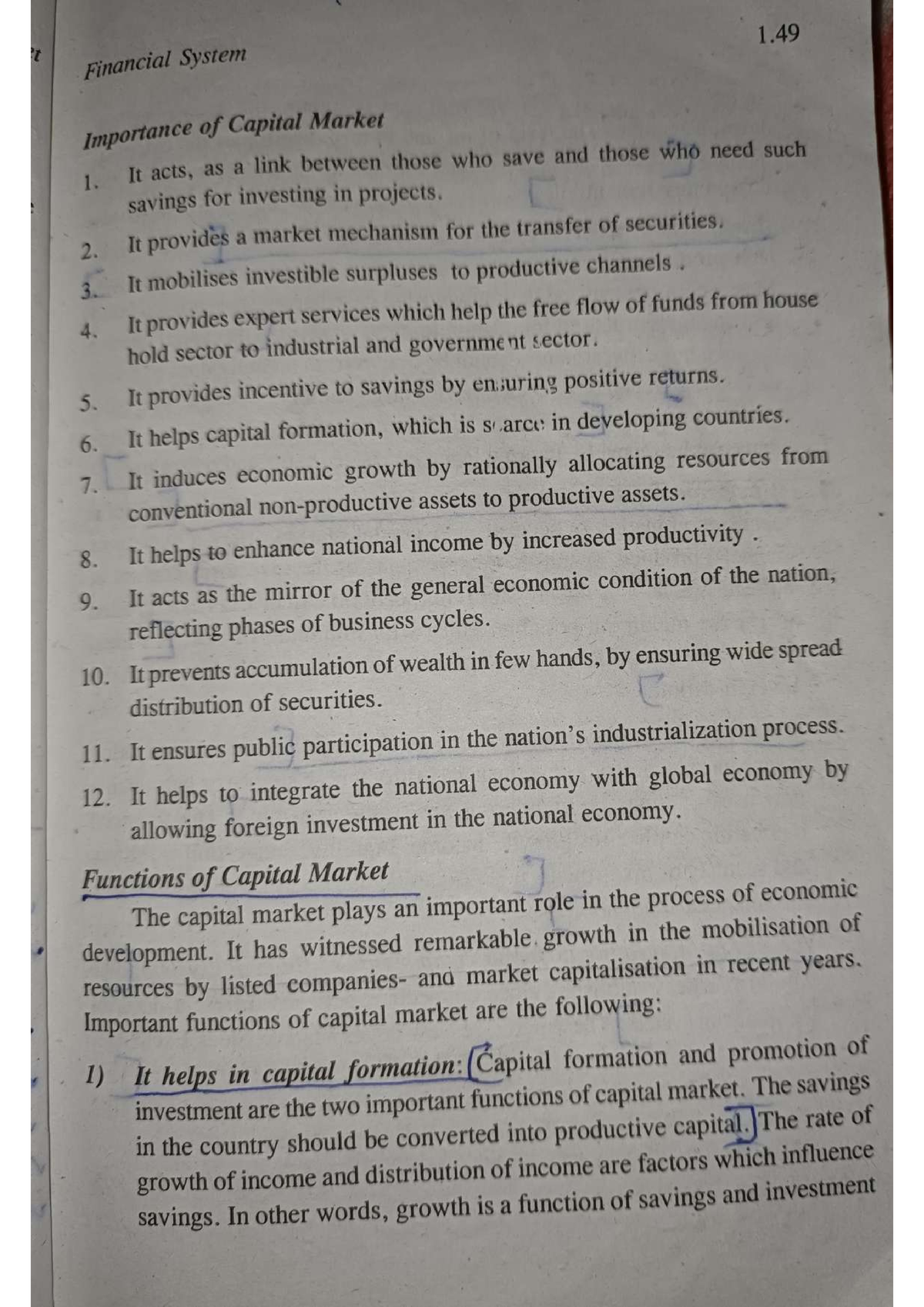 Financial System 8 Functions Of Capital Market Nature Of Indian 