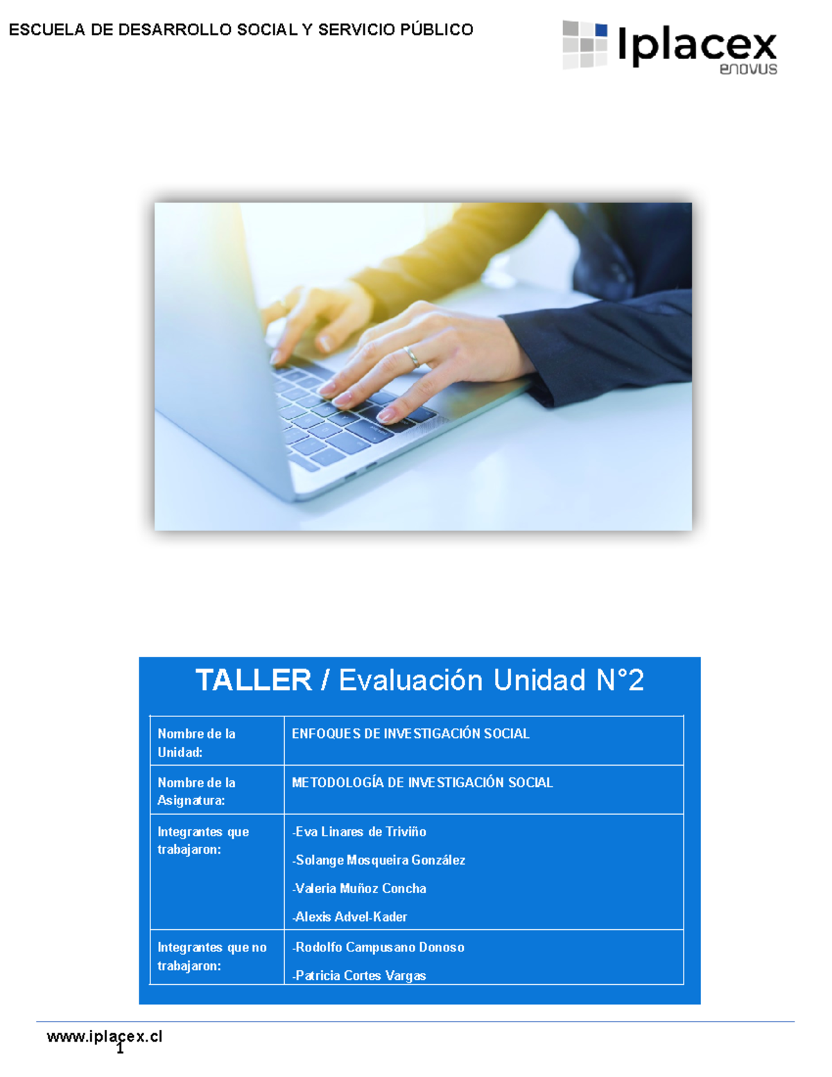 Trabajo Metodologia - Iplacex TALLER / Evaluación Unidad N° Nombre De ...