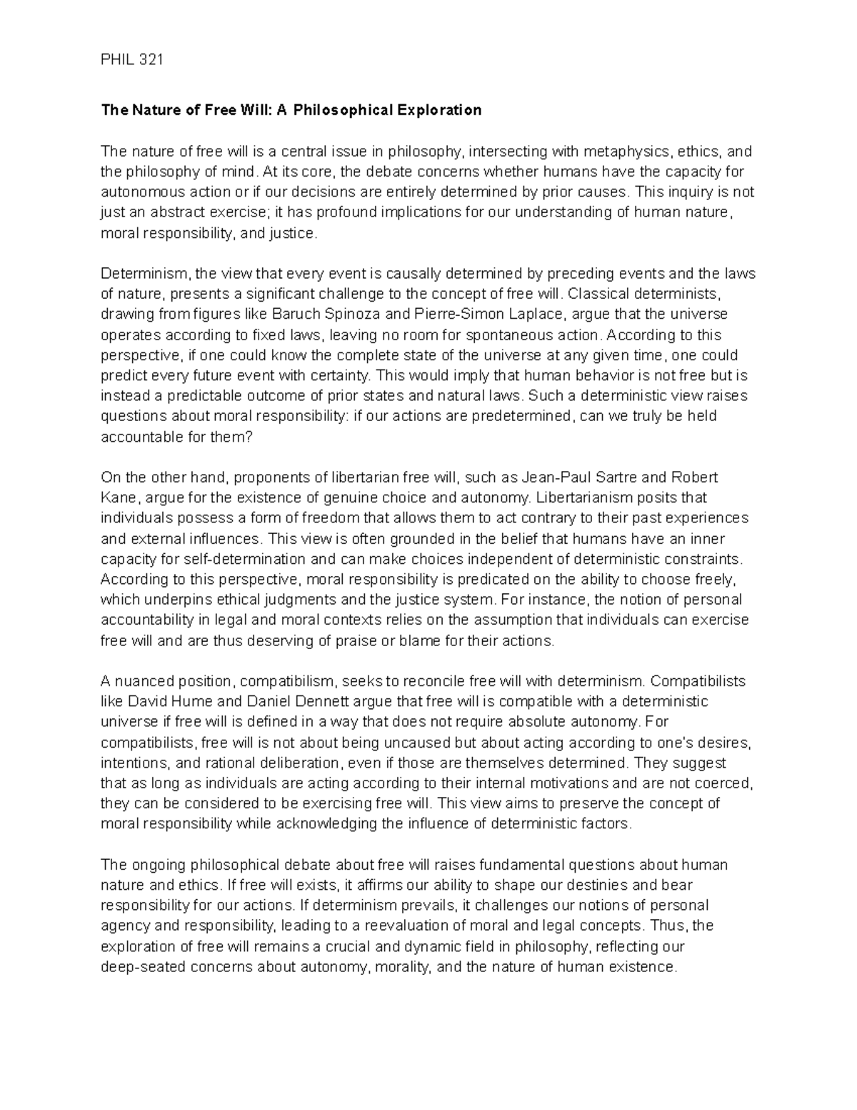 The Nature of Free Will A Philosophical Exploration - At its core, the ...