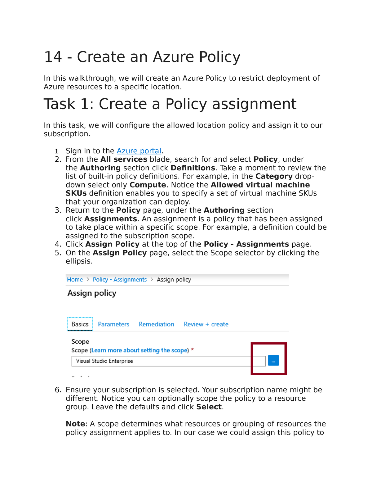 create policy assignment azure cli