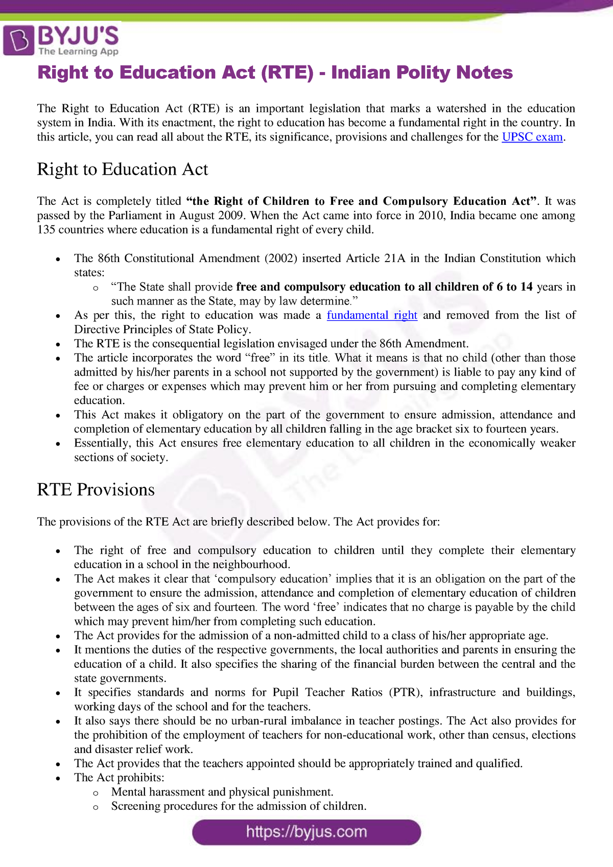 right to education act section 17