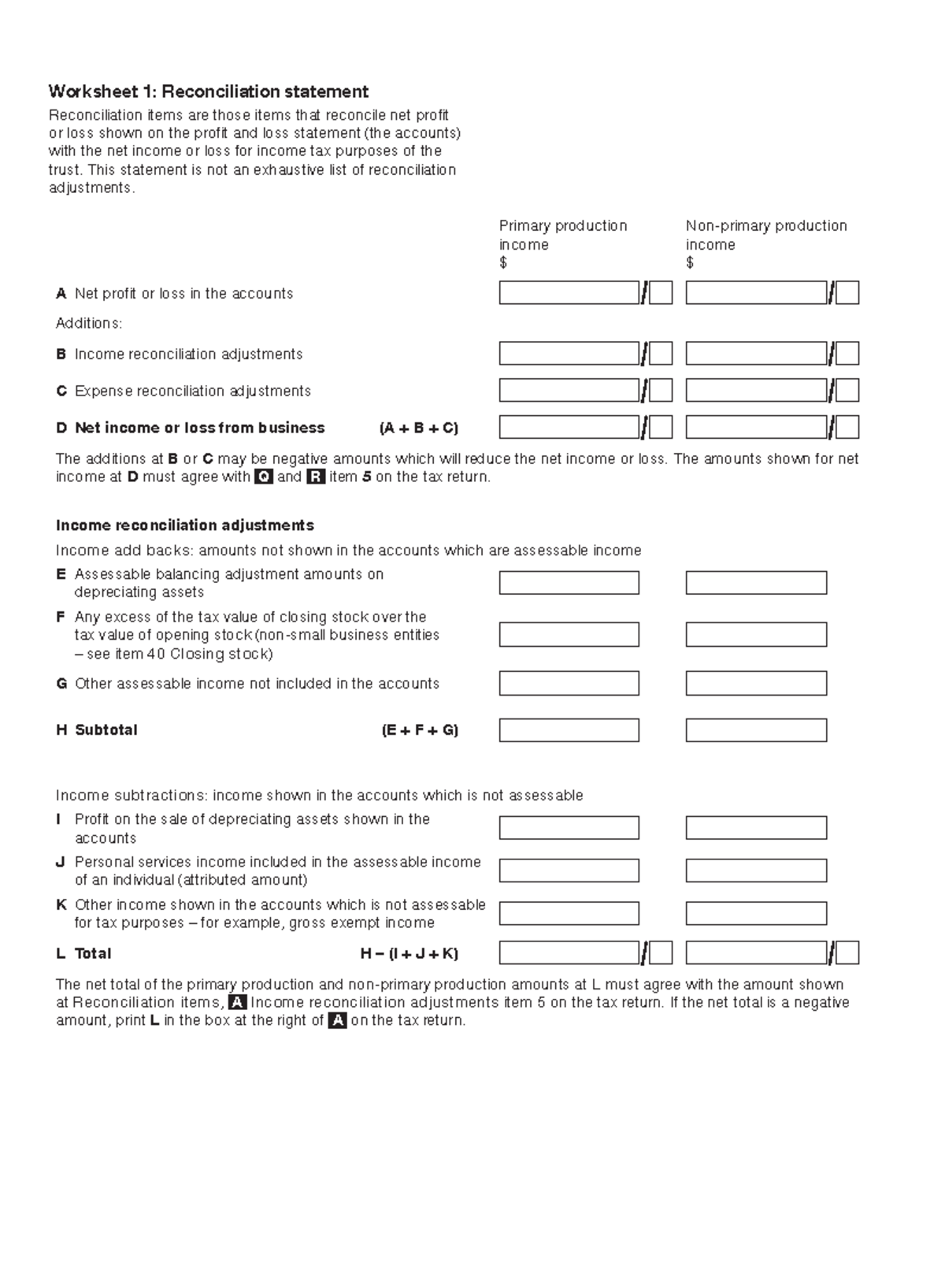 Trust-tax-return-instructions-2020-worksheet-1 - Worksheet 1 ...