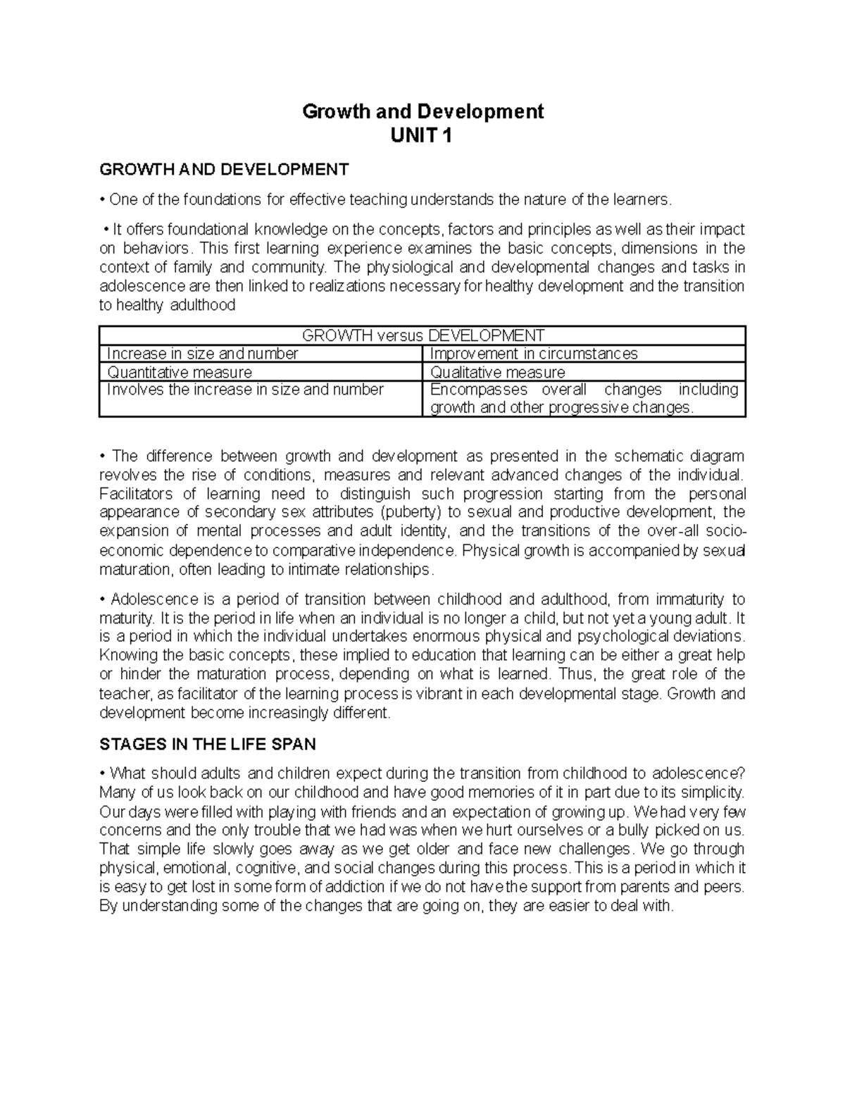 Growth And Development - Growth And Development UNIT 1 GROWTH AND ...