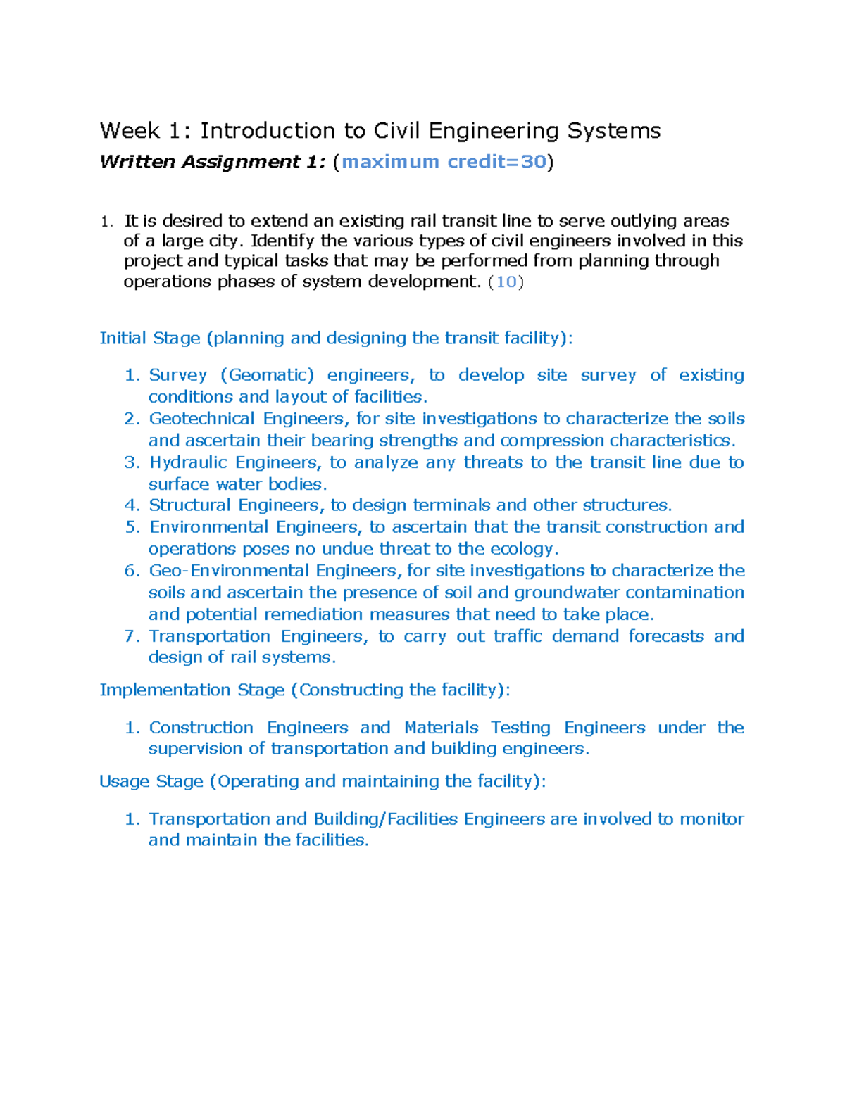 civil engineering assignments