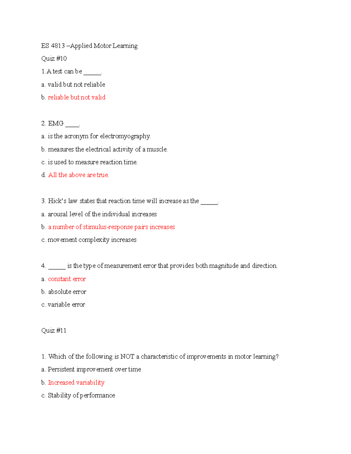ES 4813applied motor quizzes ES 4813 Applied Motor Learning Quiz