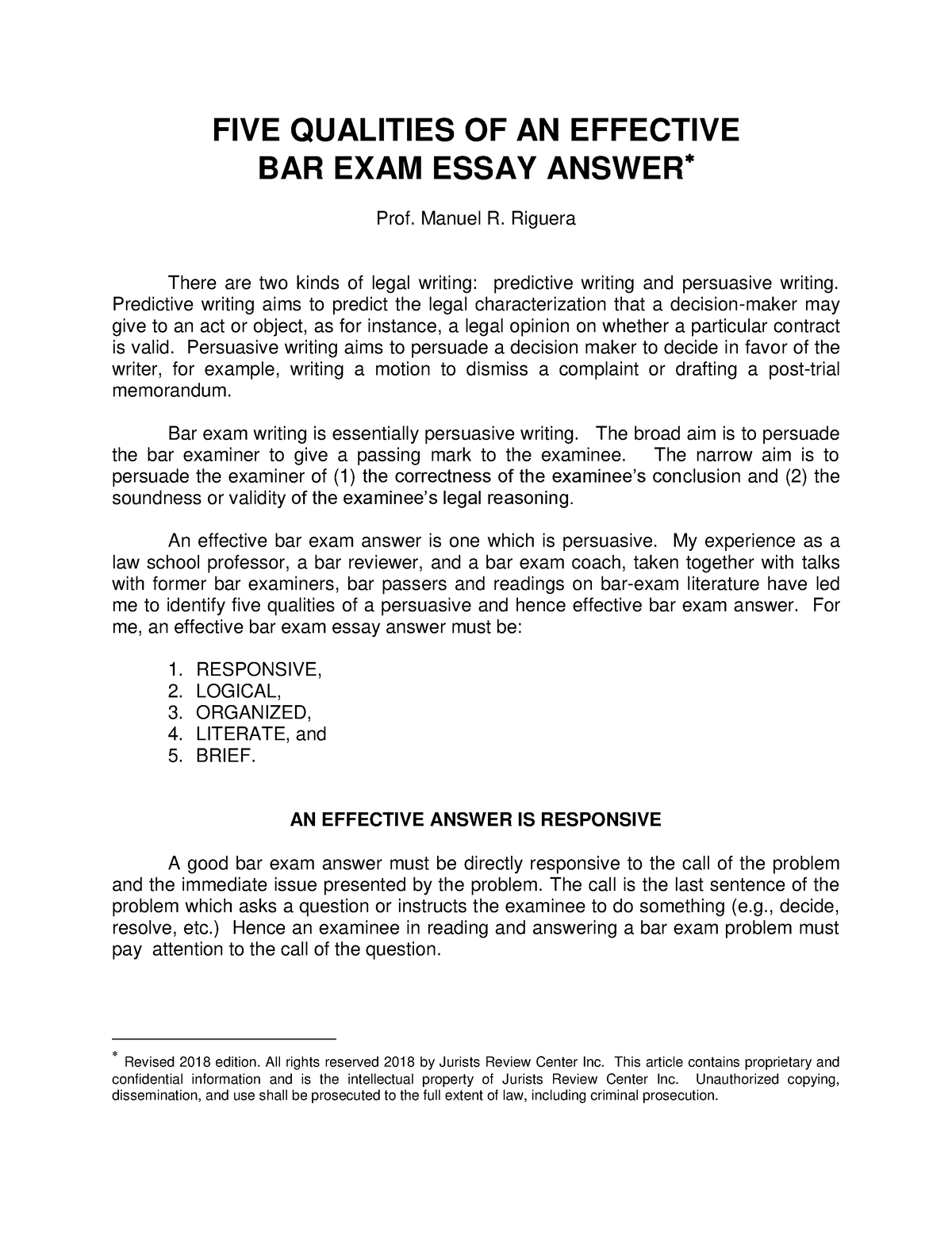 pa bar exam essay subjects