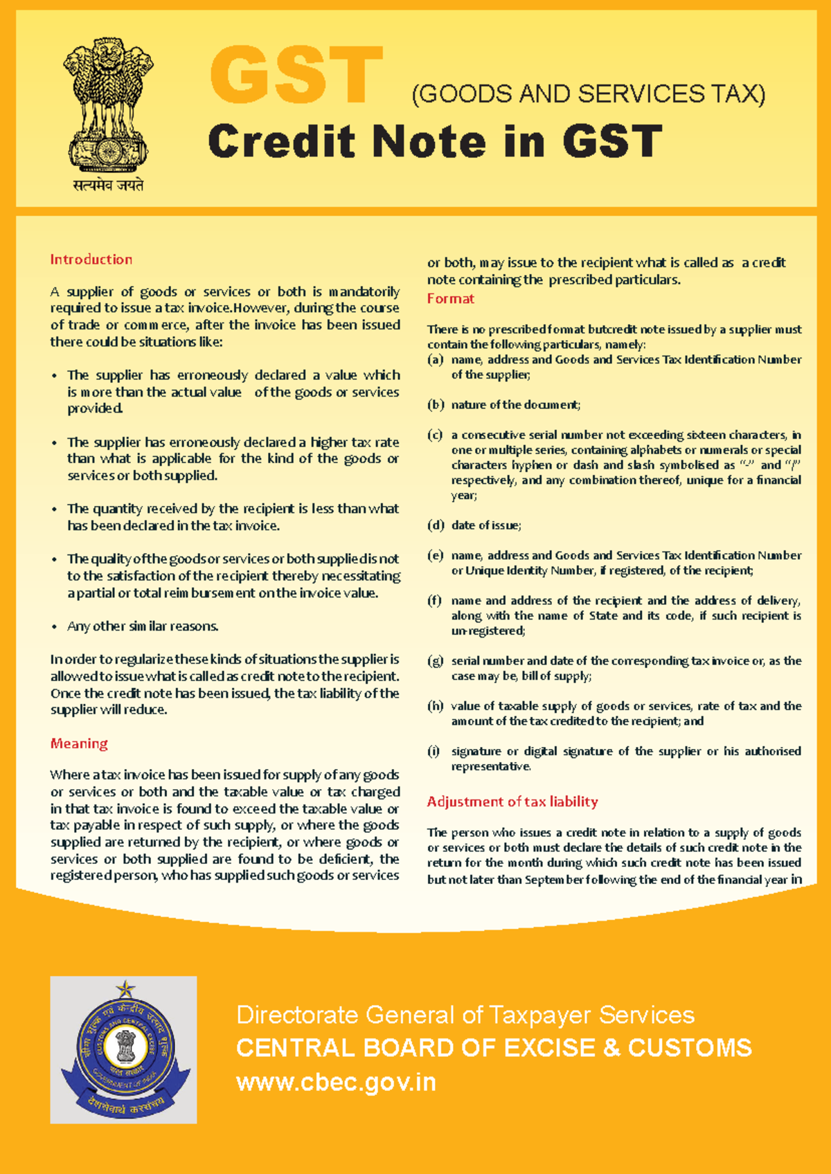 Credit Note under GST - GST (GOODS AND SERVICES TAX) Credit Note in GST ...