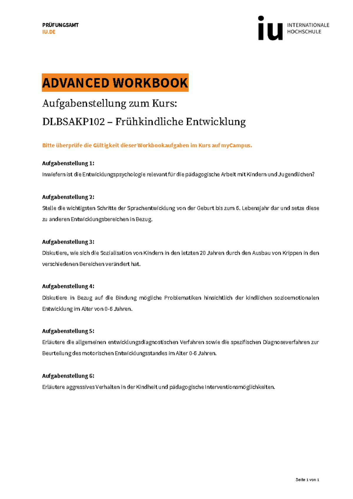 Aufgabenstellung Advanced Workbook Dlbsakp 102 1 - Seite 1 von 1 ...