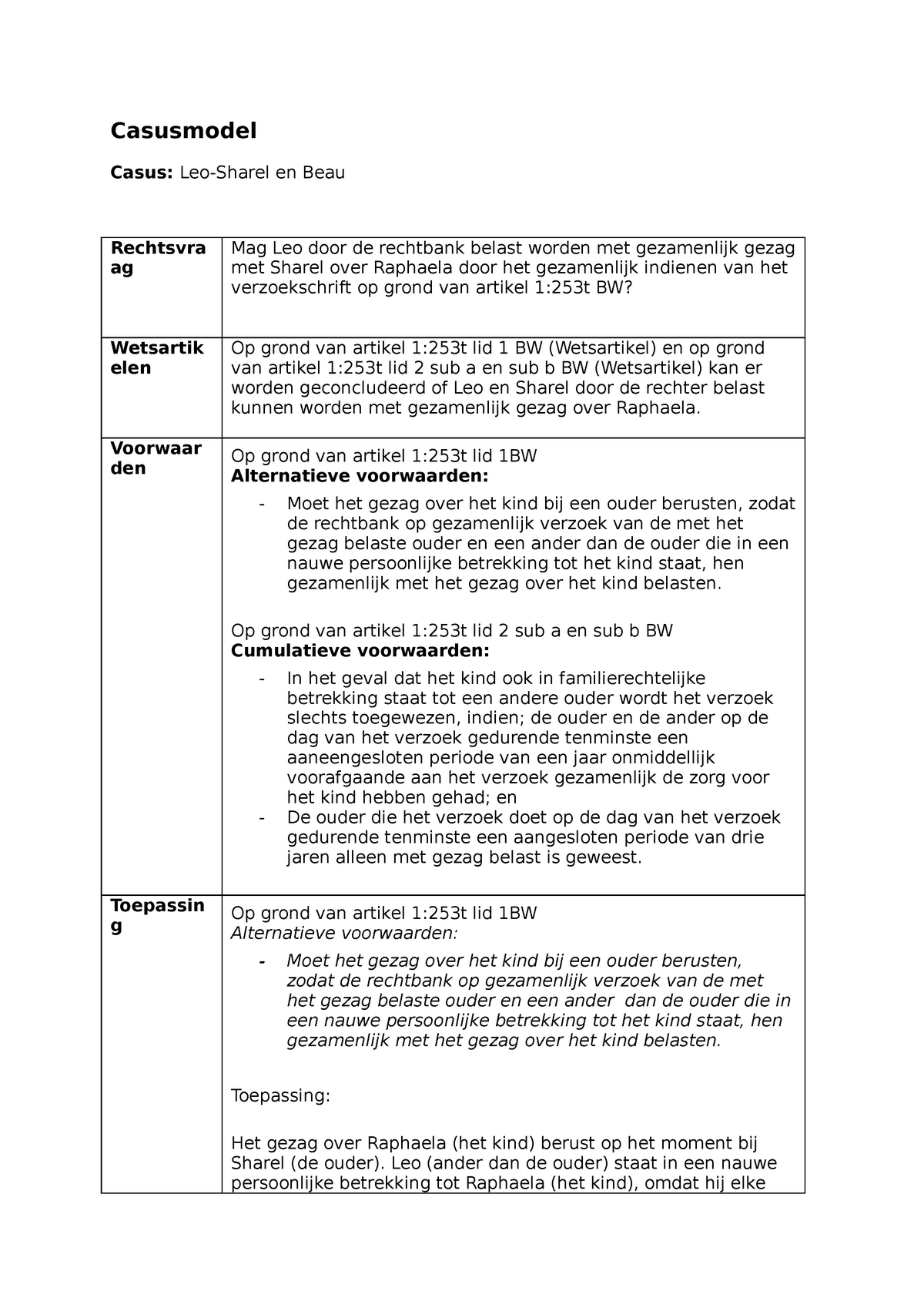 Juridisch Betoog Jaar 1 Blok 4 Casusmodel Casusmodel Casus Leo