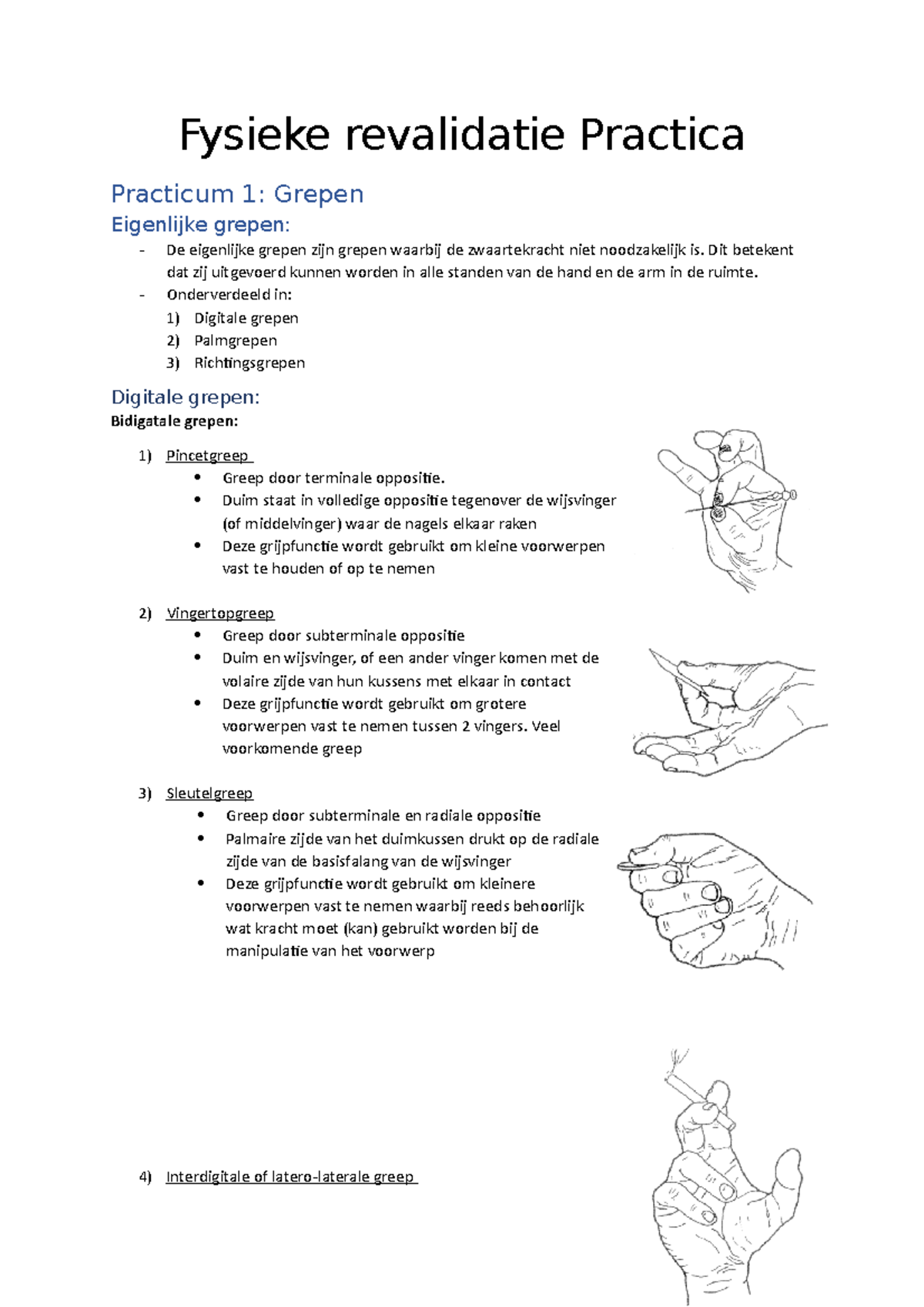 Fysieke Revalidatie Practica Grepen - Ergotherapie In De Fysieke ...