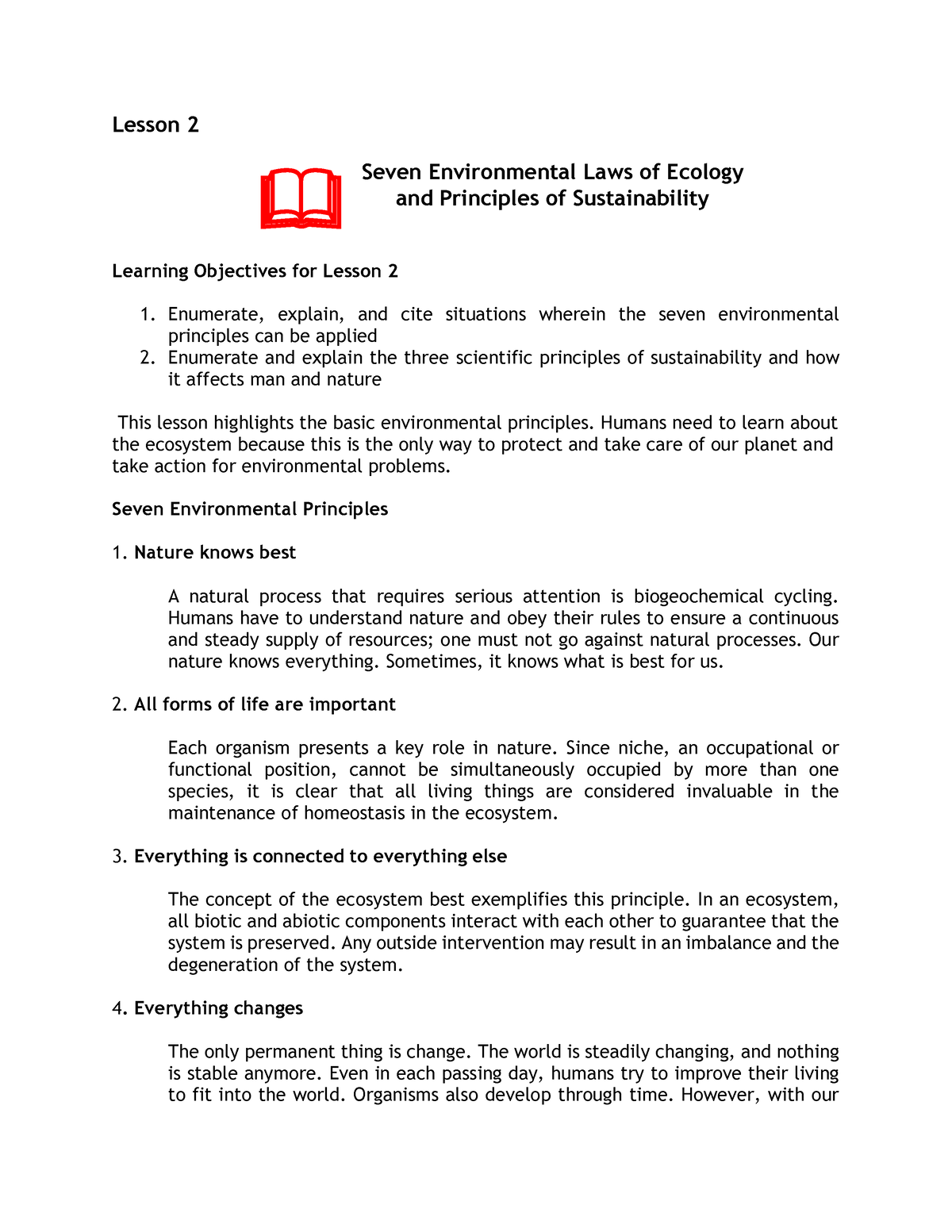 essay about 7 environmental principles