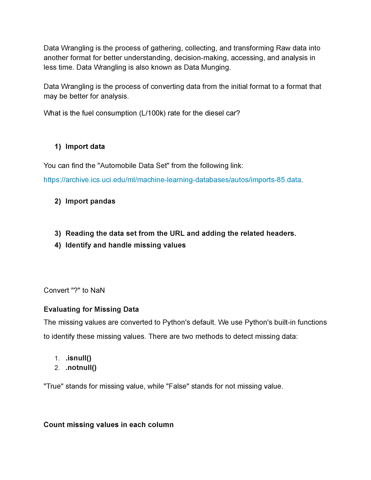 data wrangling assignment 1