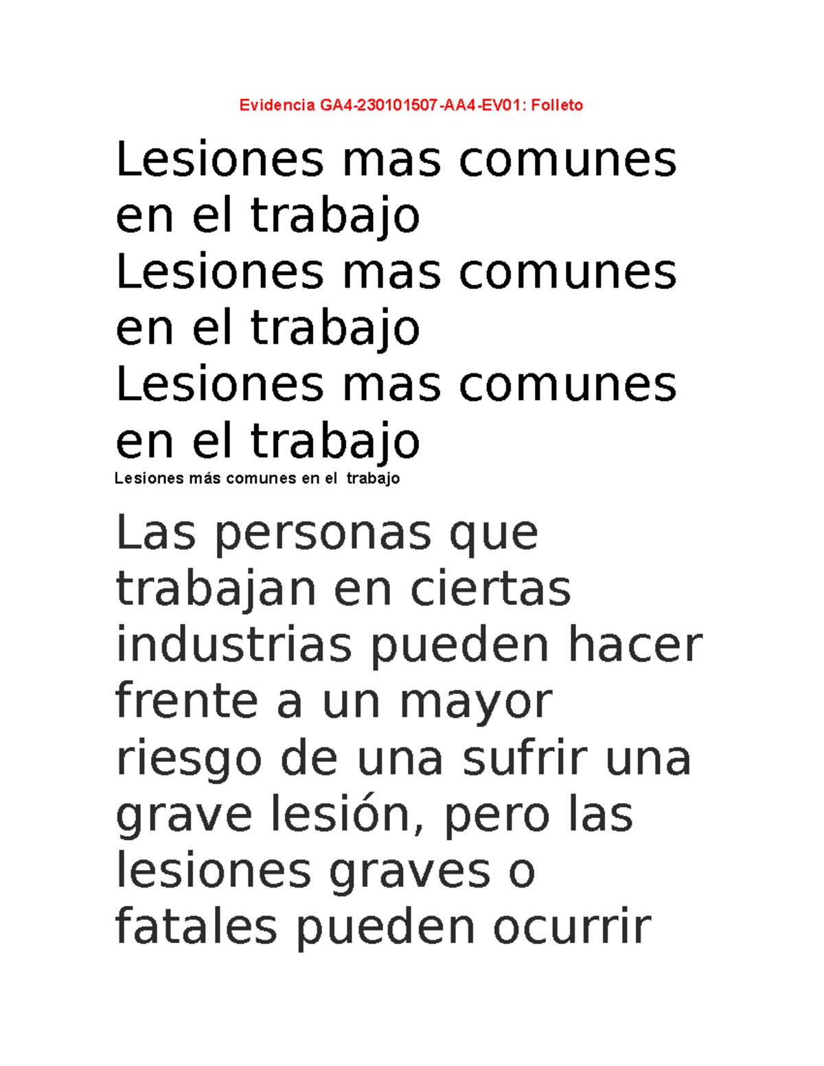 Folleto De Lesiones M S Comunes En El Trabajo O Vida Cotidiana Y La Importancia De Las Pausas