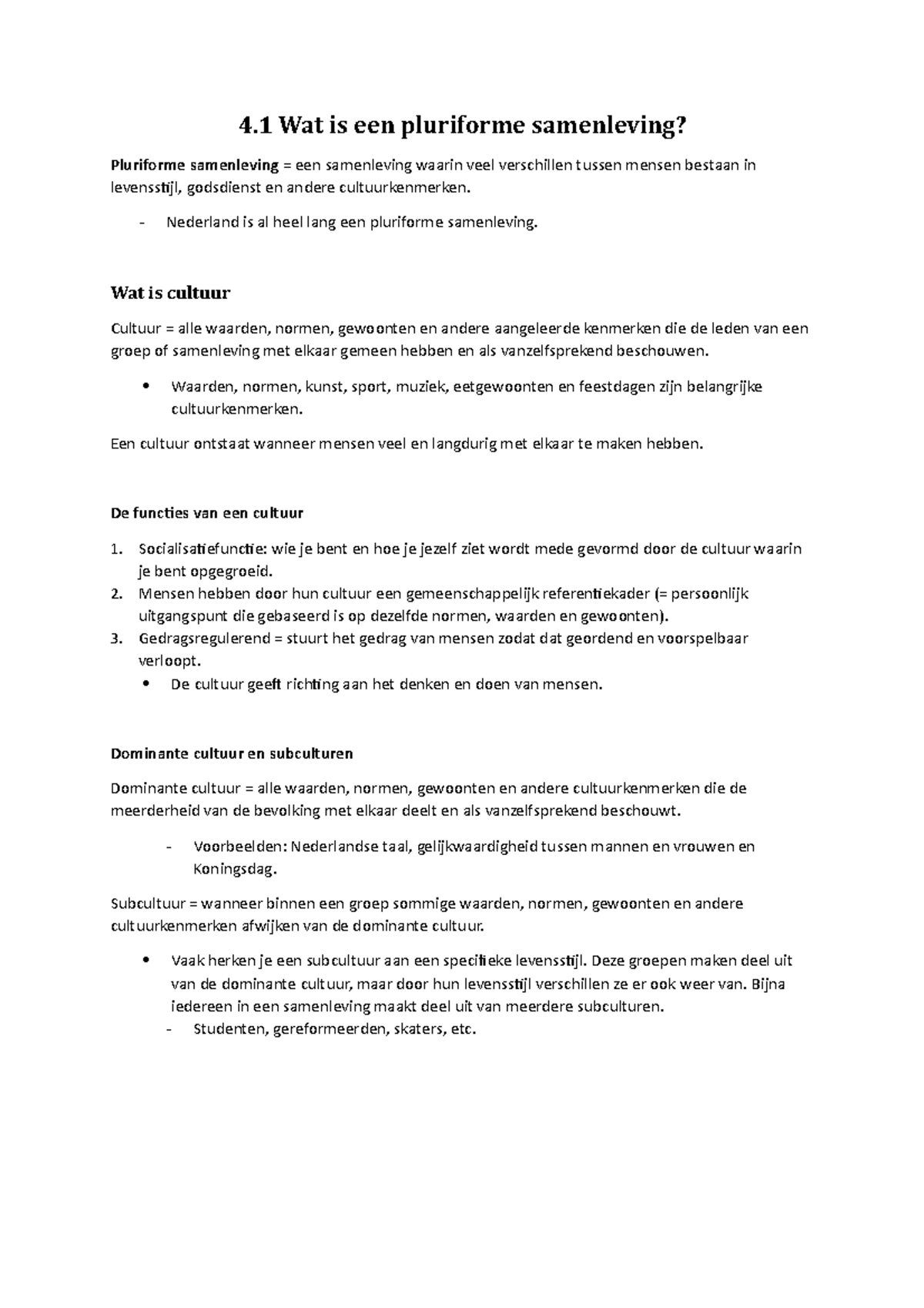 Maatschappijleer Samenvatting H4 Pluriforme Samenleving - 4 Wat Is Een ...