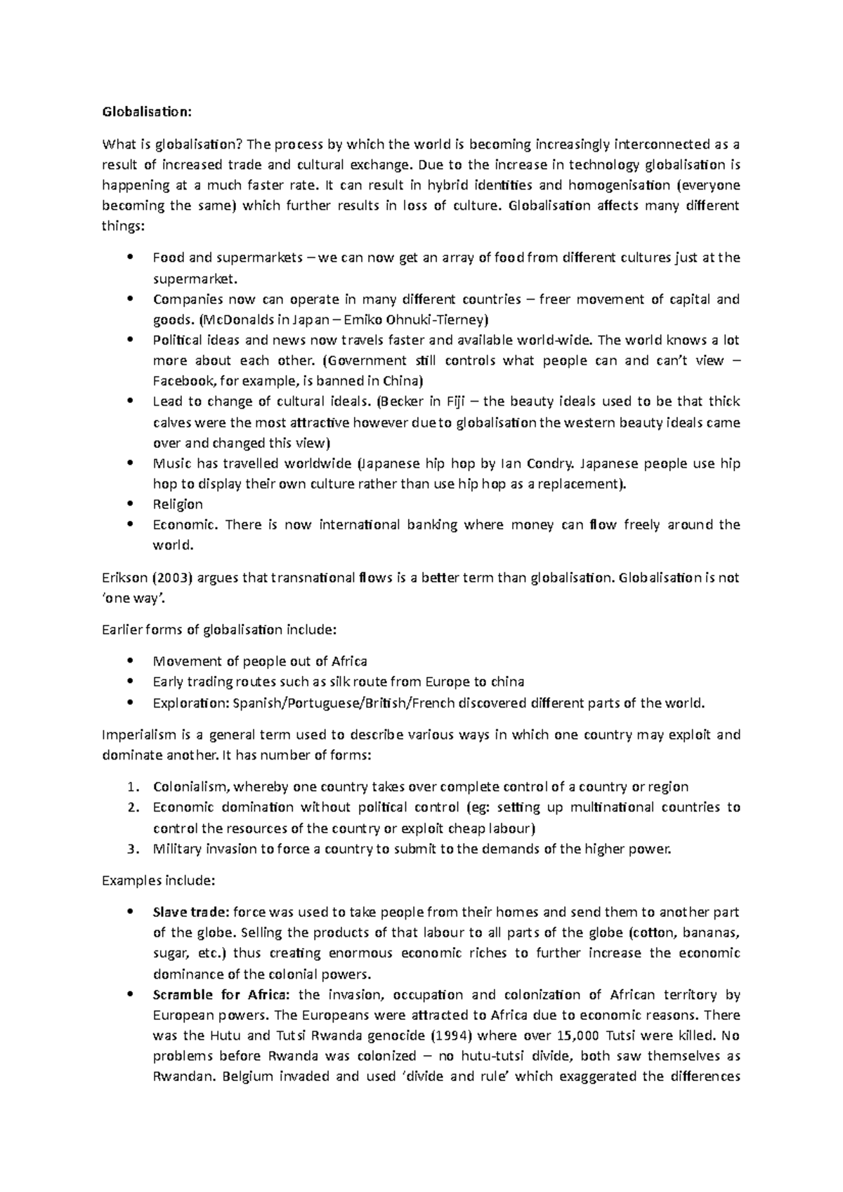 Globalisation - notes - Globalisation: What is globalisation? The ...