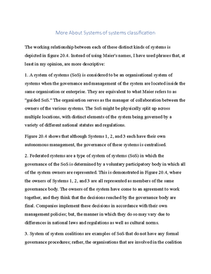 More About Systems of systems classification