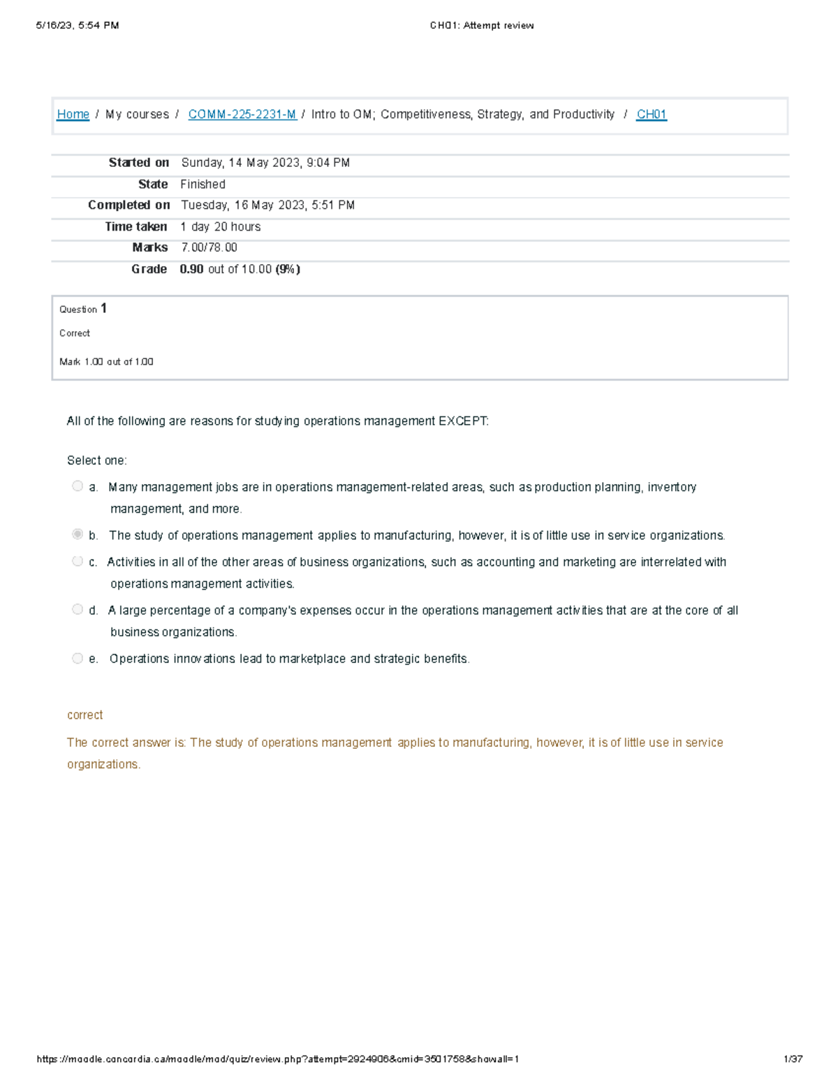 COMM 225 Quiz Chapter 1 Answers - - Studocu