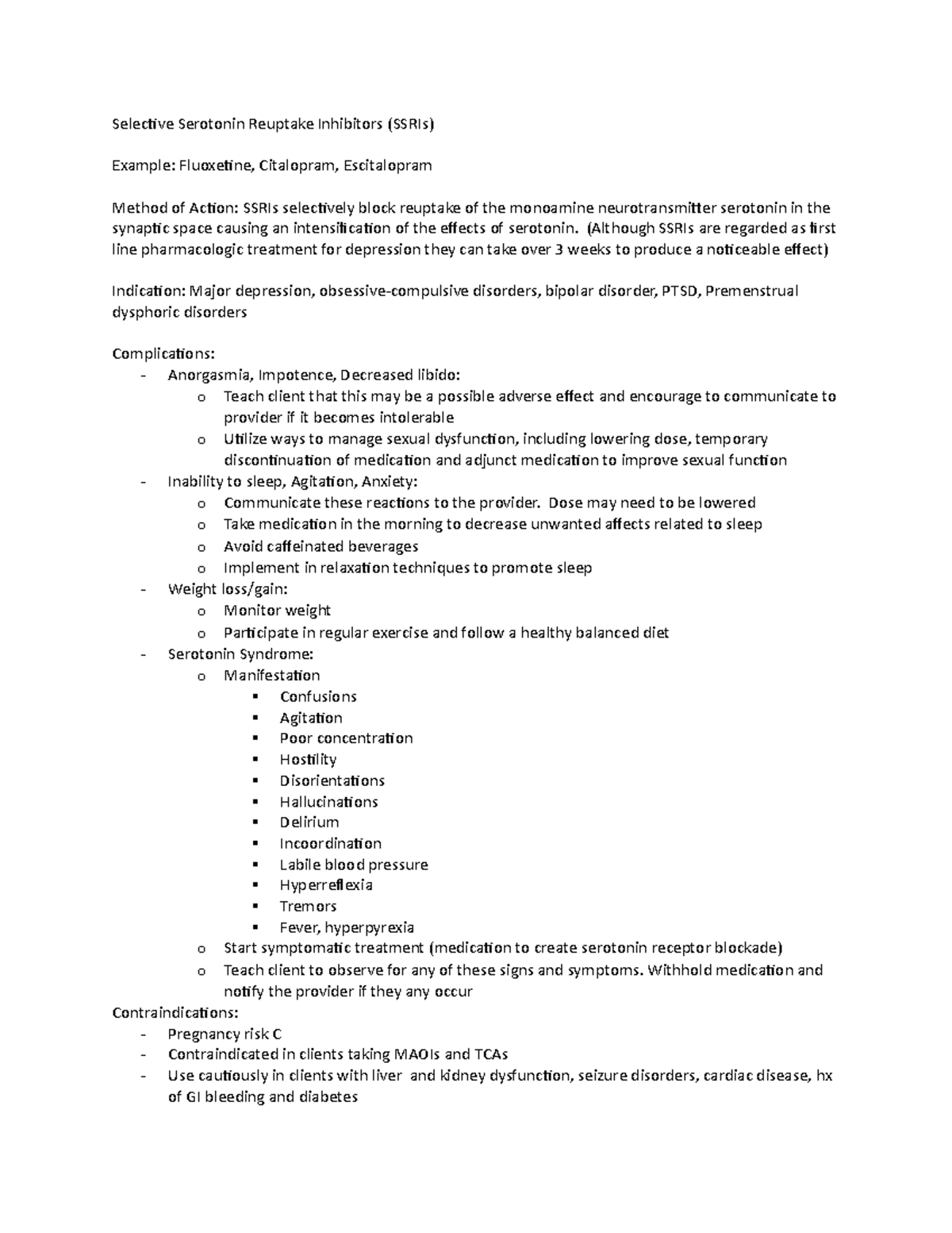 Selective Serotonin Reuptake Inhibitors - (Although SSRIs are regarded ...