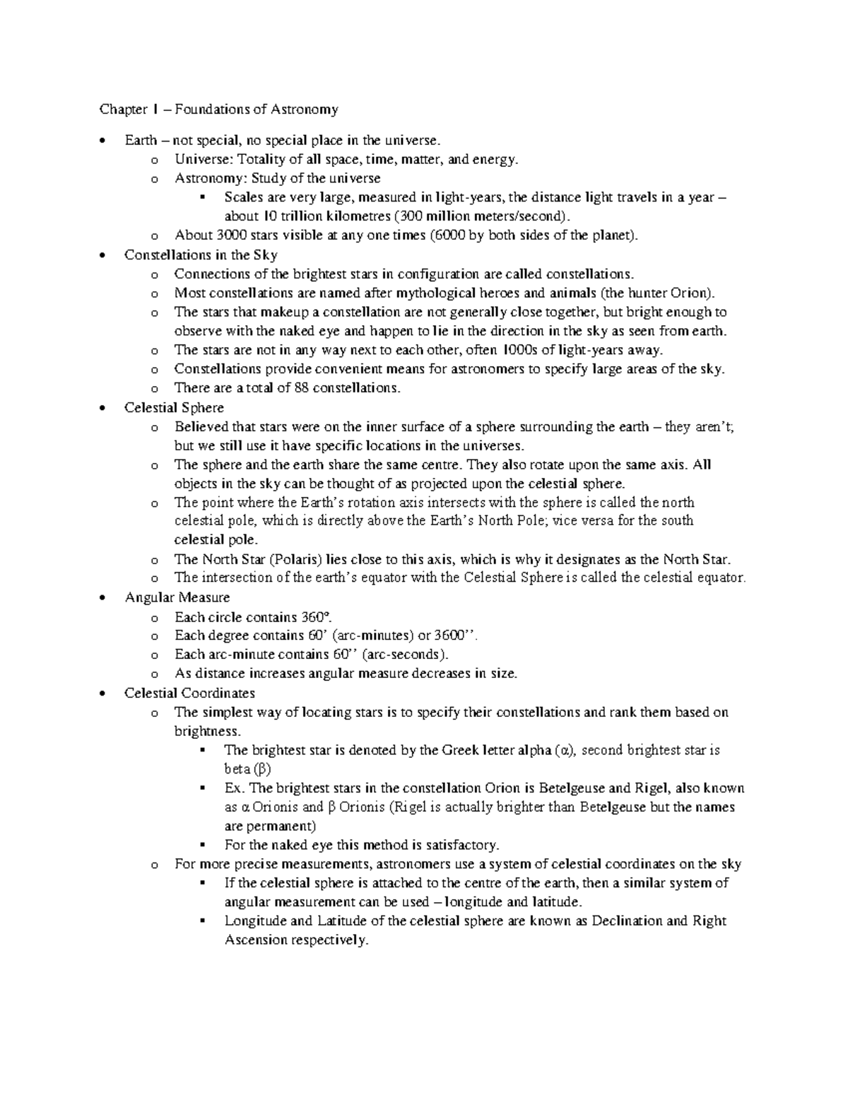 Reading1 Astronomy - Chapter 1 – Foundations of Astronomy Earth – not ...