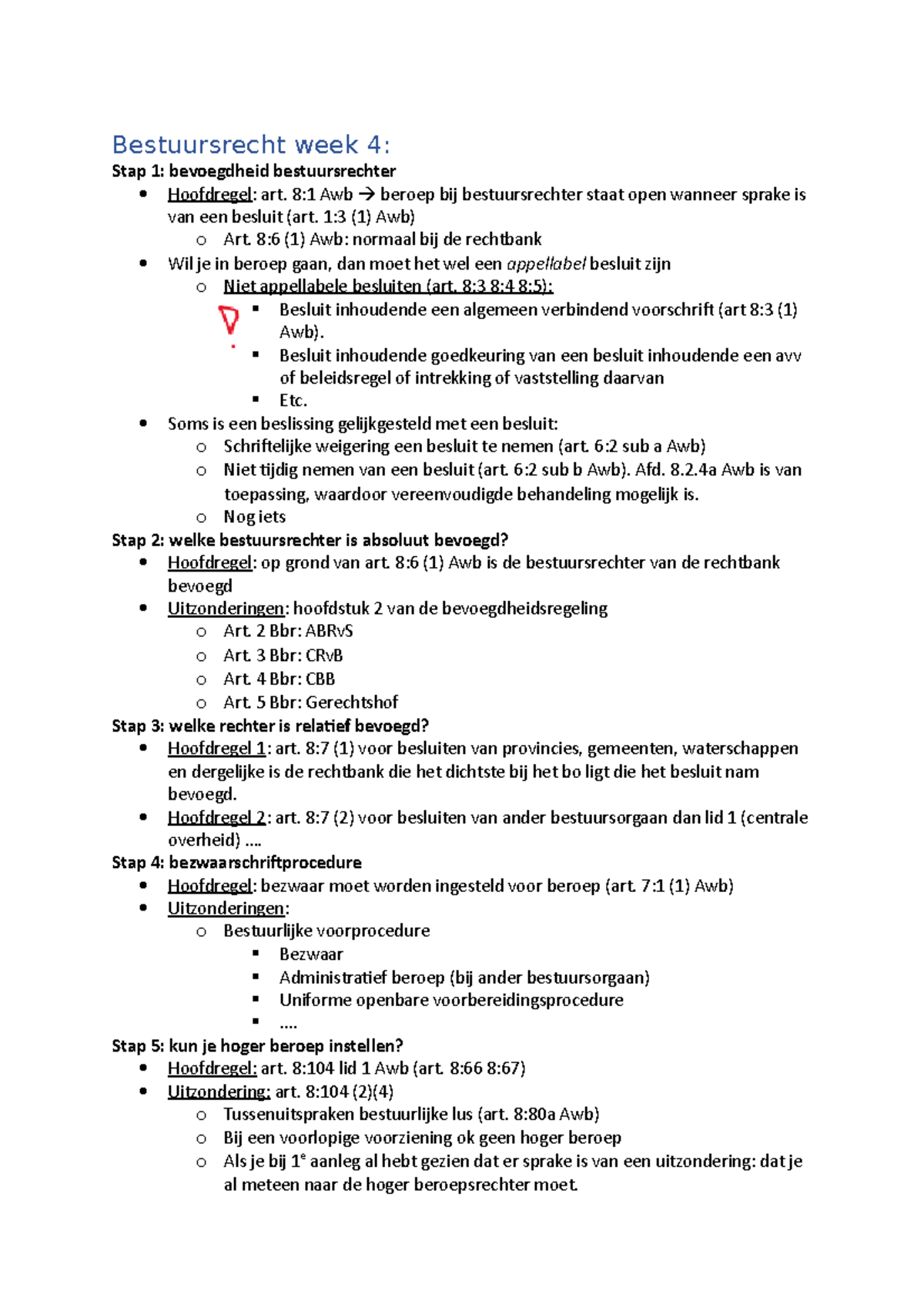 Bestuursrecht Week 4-11 - Bestuursrecht Week 4: Stap 1: Bevoegdheid ...