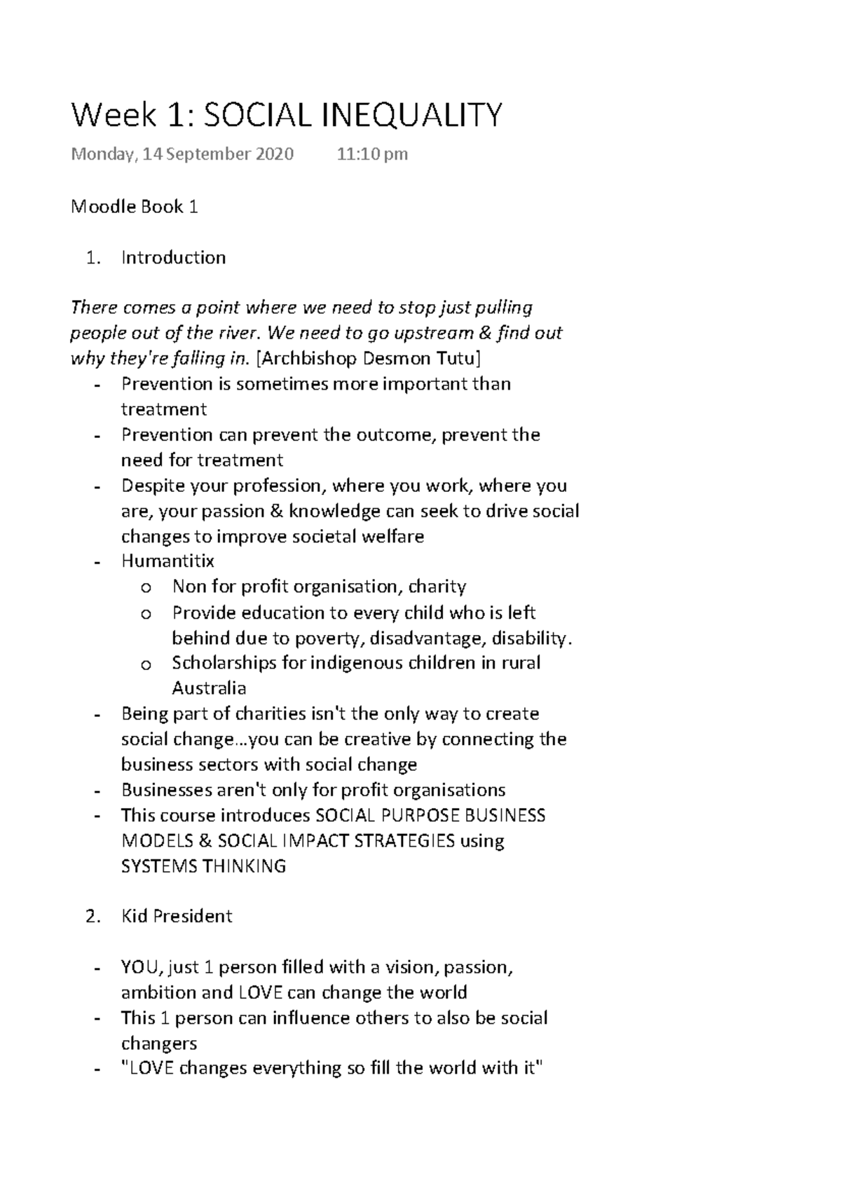 Week 1 Social Inequality - Moodle Book 1 Introduction There comes a ...