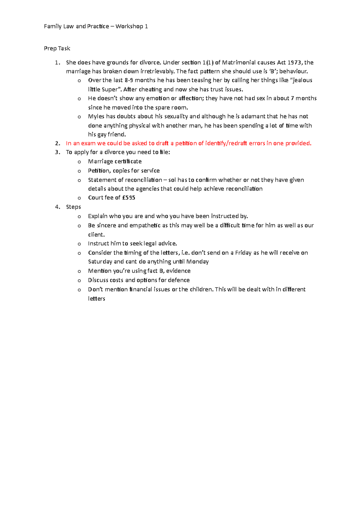Family Law - WS1 Notes - Family Law and Practice – Workshop 1 Prep Task ...