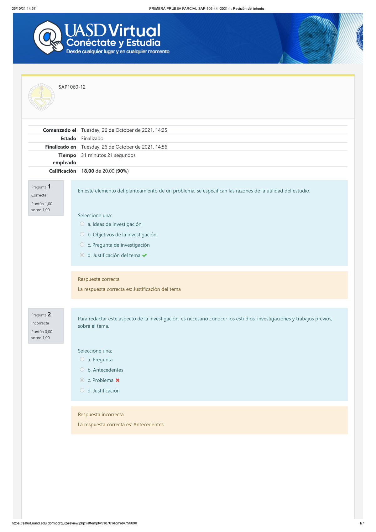 Primera Prueba Parcial SAP-106-44 -2021-1 Revisión Del Intento ...