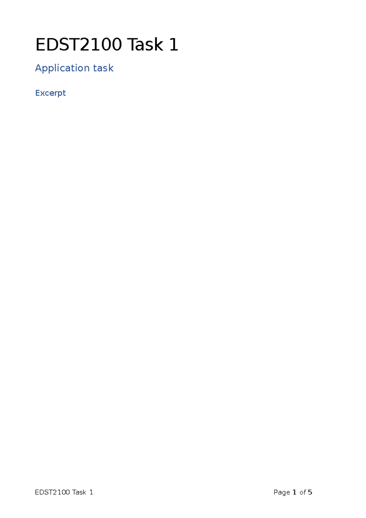 EDST2100 Template for Task 1 2023 - EDST2100 Task 1 Application task ...