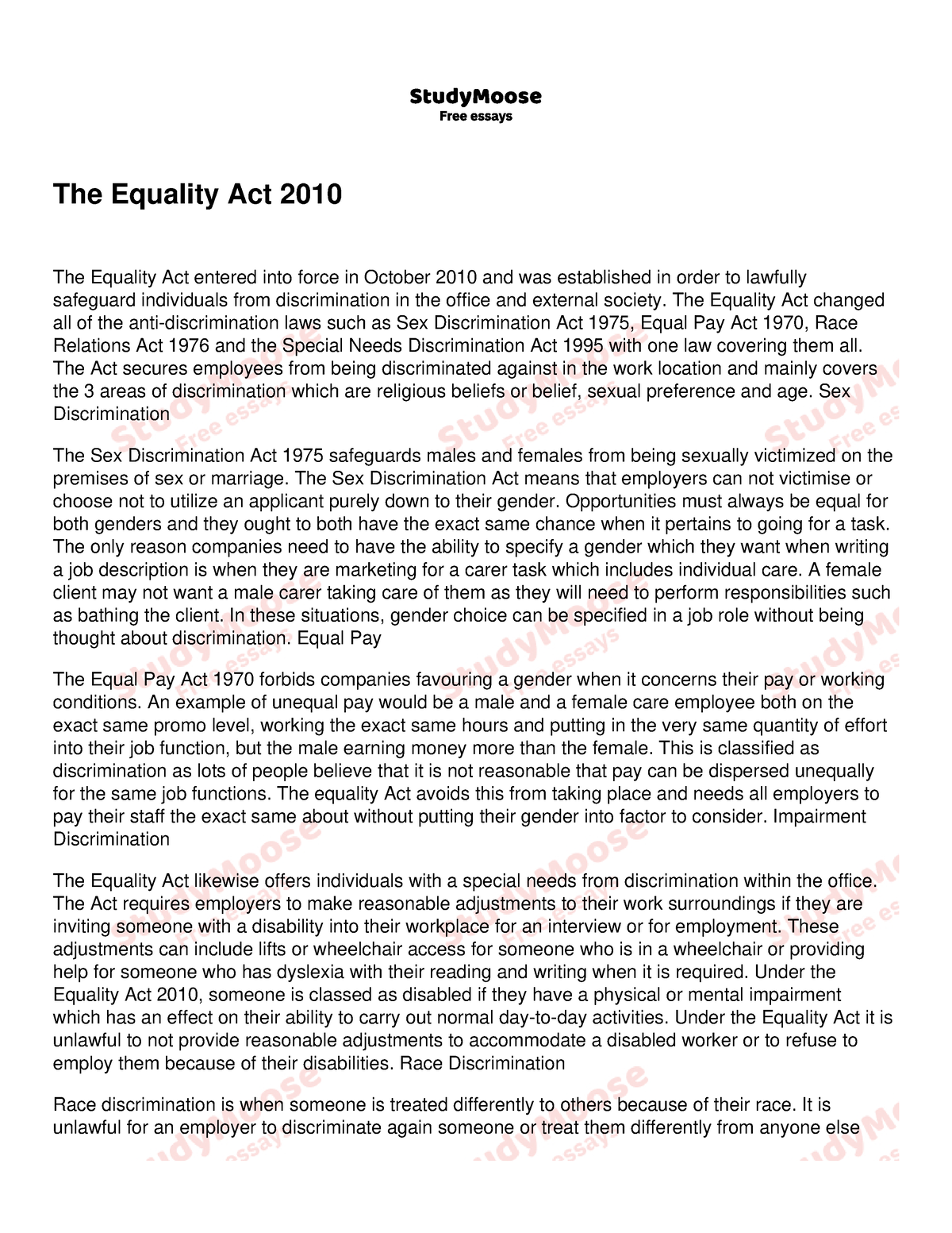 The Equality Act 2010 jkk The Equality Act 2010 The Equality Act