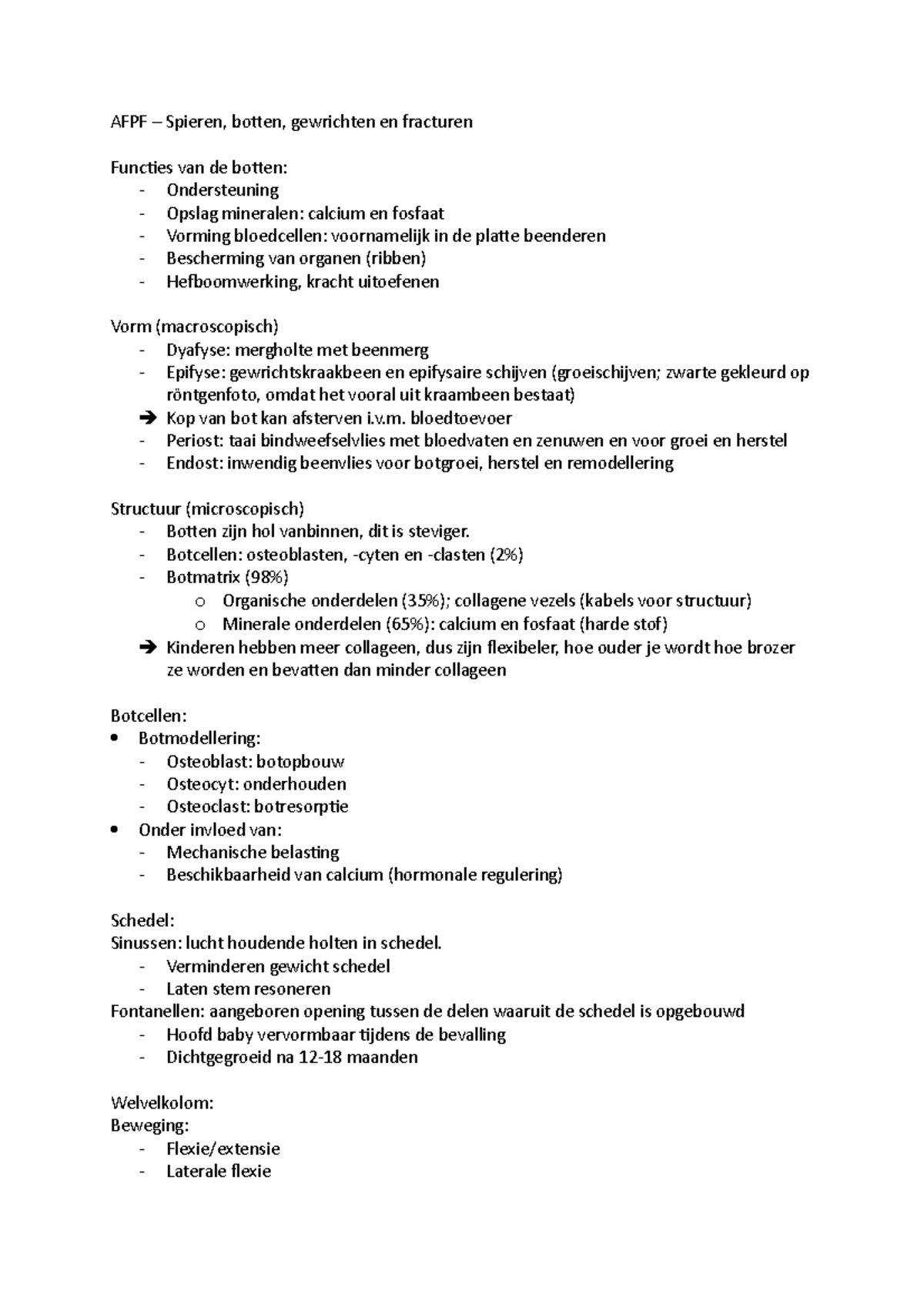 AFPF Casus 2 - AFPF – Spieren, Botten, Gewrichten En Fracturen Functies ...