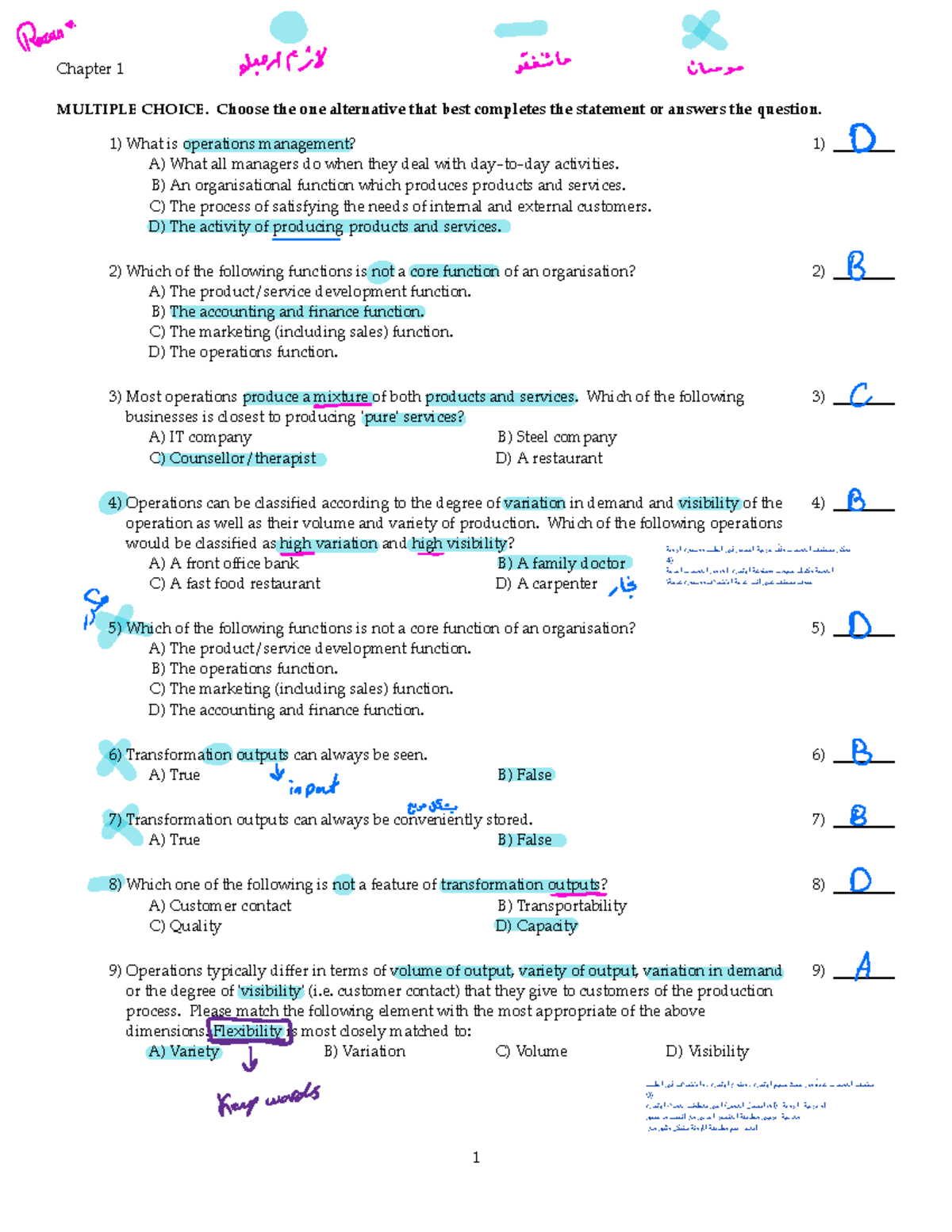 Bus 326 Test Bank Chapter 1 - Chapter 1 Multiple Choice. Choose The One 