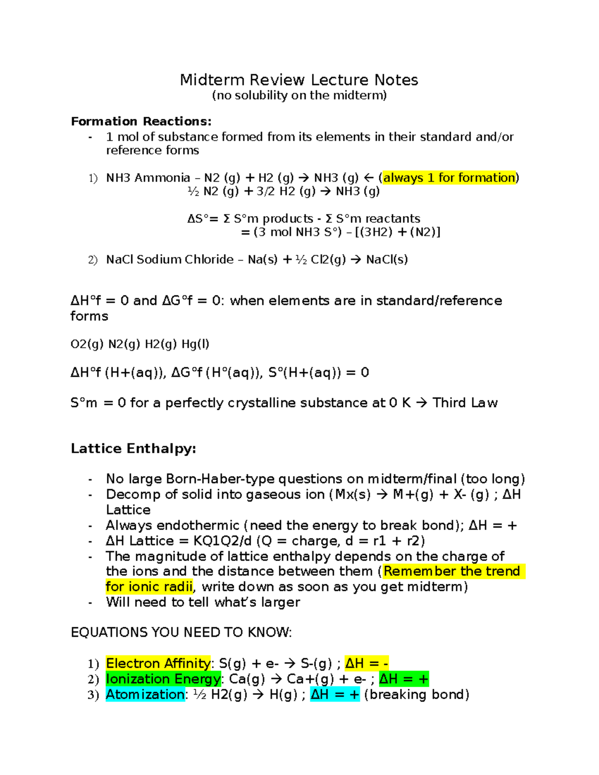 Midterm Review Lecture Notes - Studocu