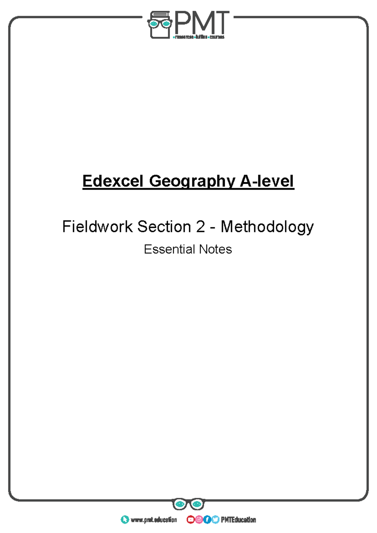 Section 2 Methodology Edexcel Geography Alevel Fieldwork Section 2