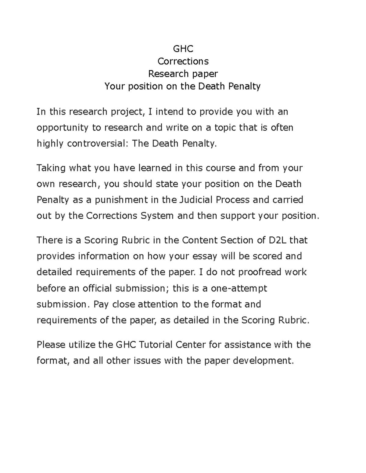 introduction to corrections research paper