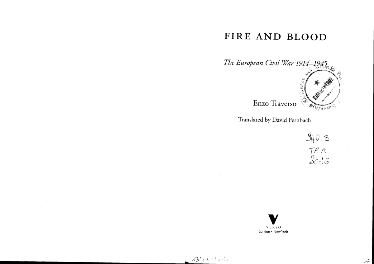 enzo traverso fire and blood